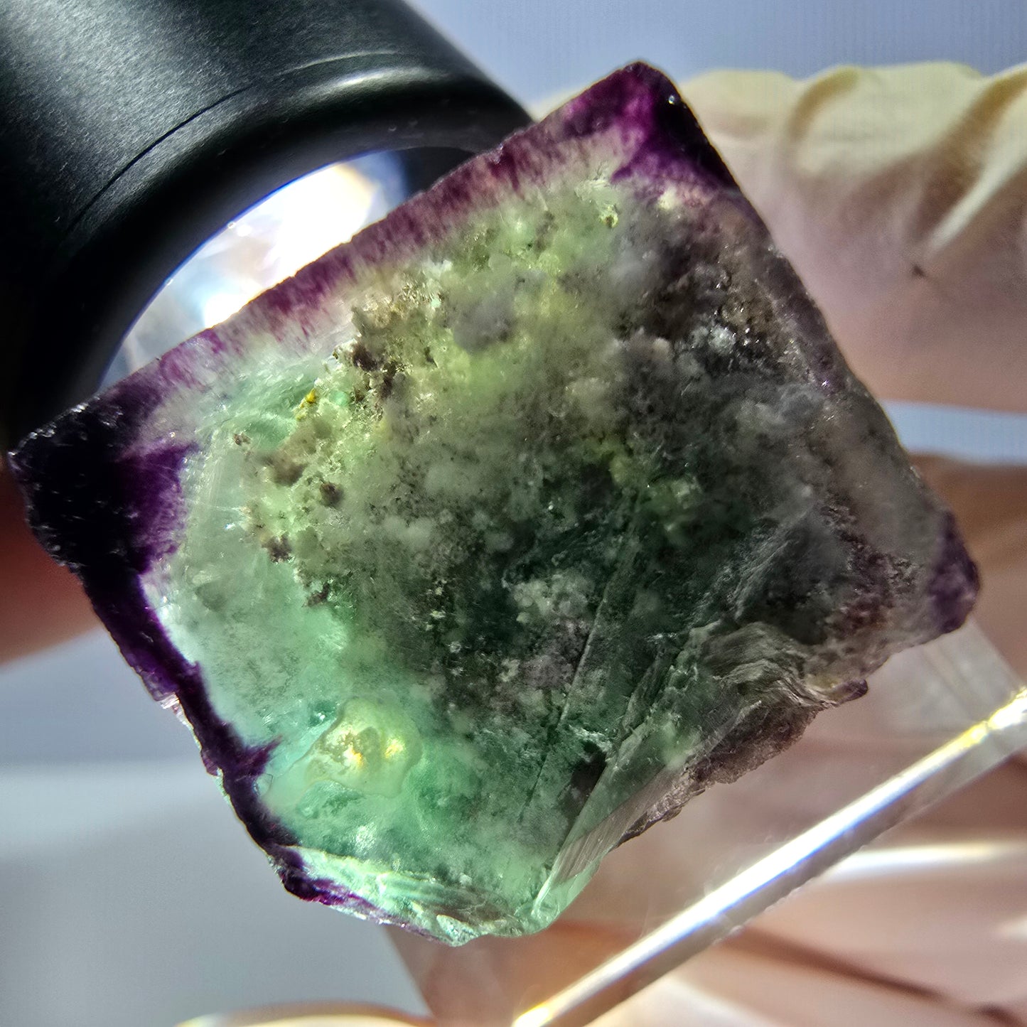 Phantom Fluorit Würfel parkettiert, zonal, grün lila Okorusu, Namibia 21*20*18mm