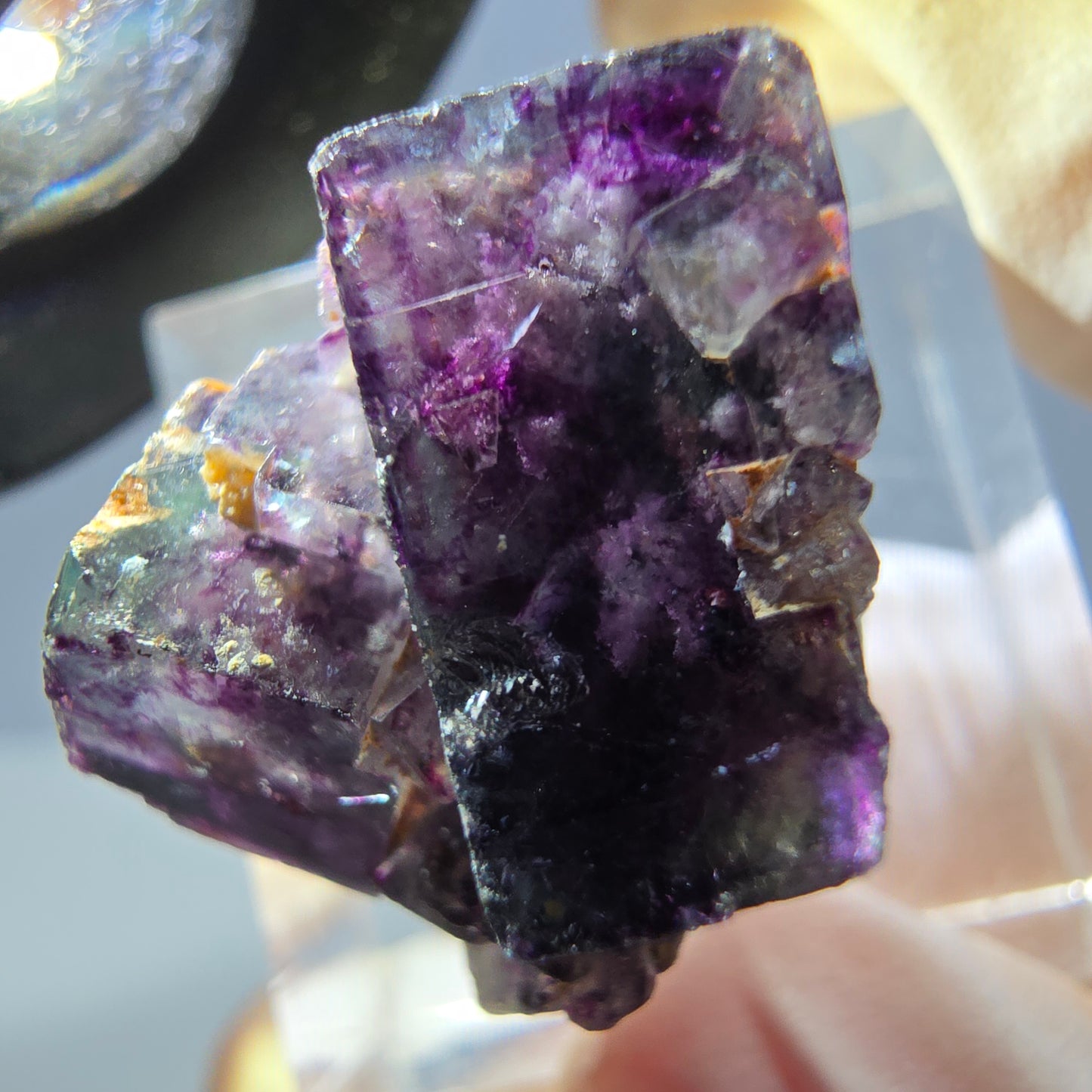 Phantom Fluorit Würfel Stufe, grün lila Okorusu, Namibia 24*21*17mm