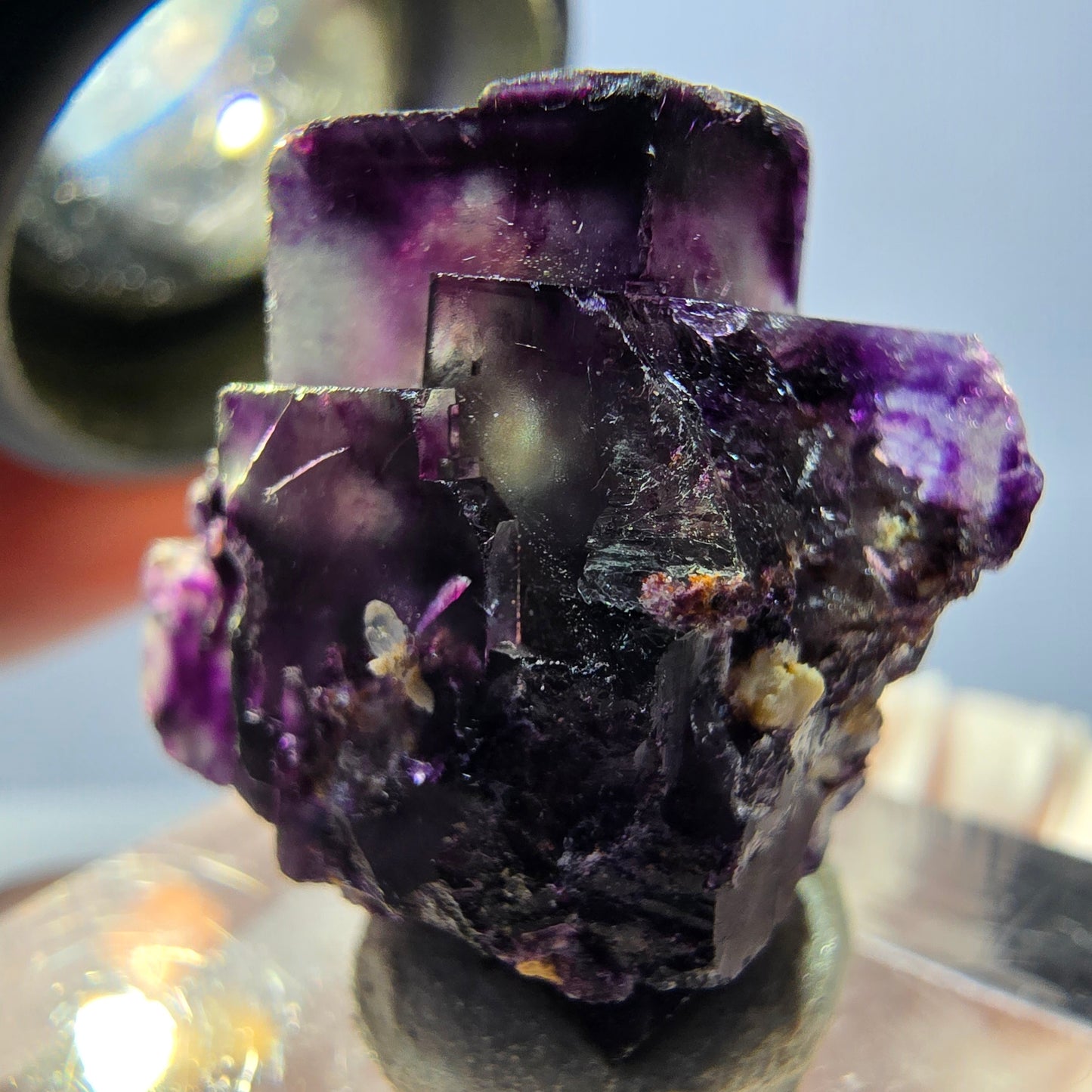 Spécimen de cube de fluorite fantôme, parqueté vert violet Okorusu, Namibie 22 x 20 x 14 mm