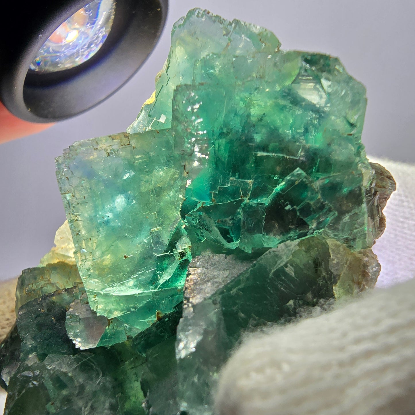 Rare spécimen de cube de fluorite fantôme, parqueté vert Okorusu, Namibie, 59 x 36 x 22 mm