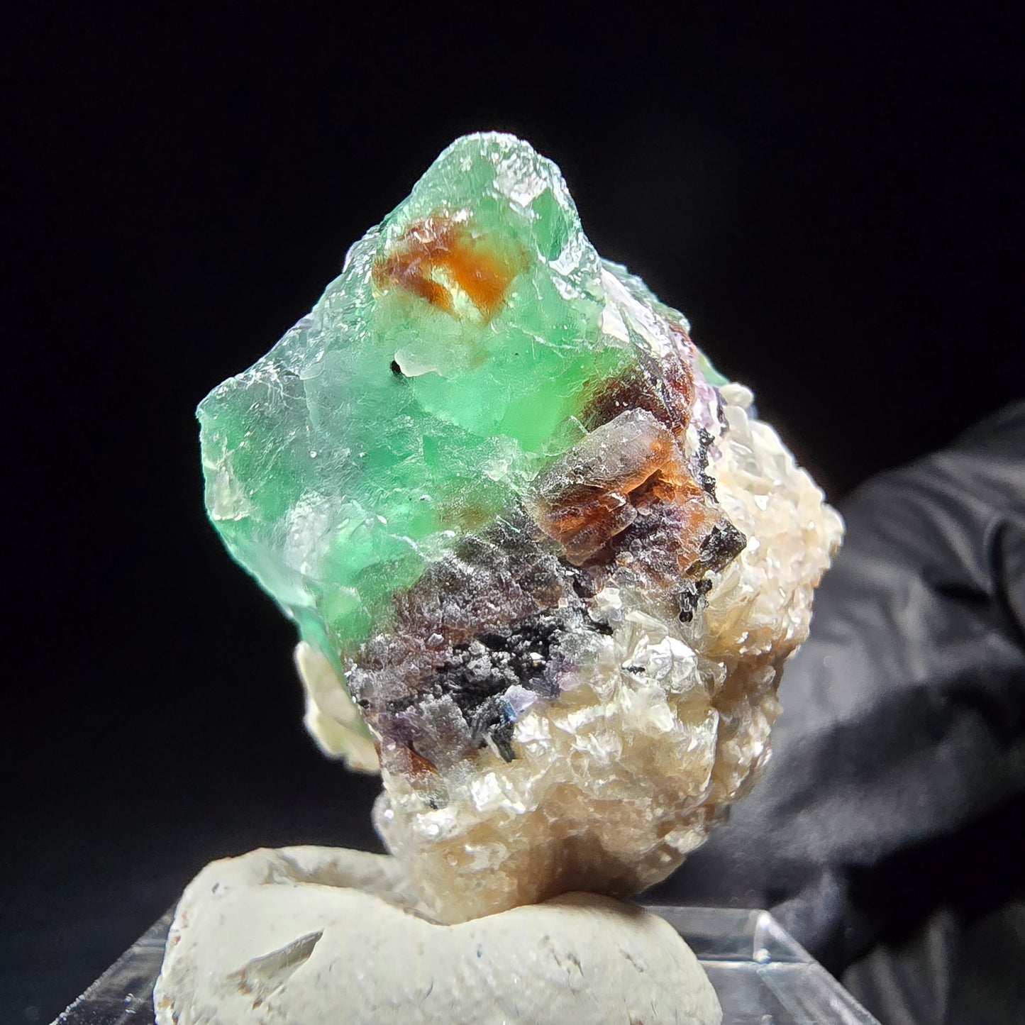 Phantom Fluorit Würfel, Muskovit Stufe Erongo, Namibia 28*22*17mm Sammlung