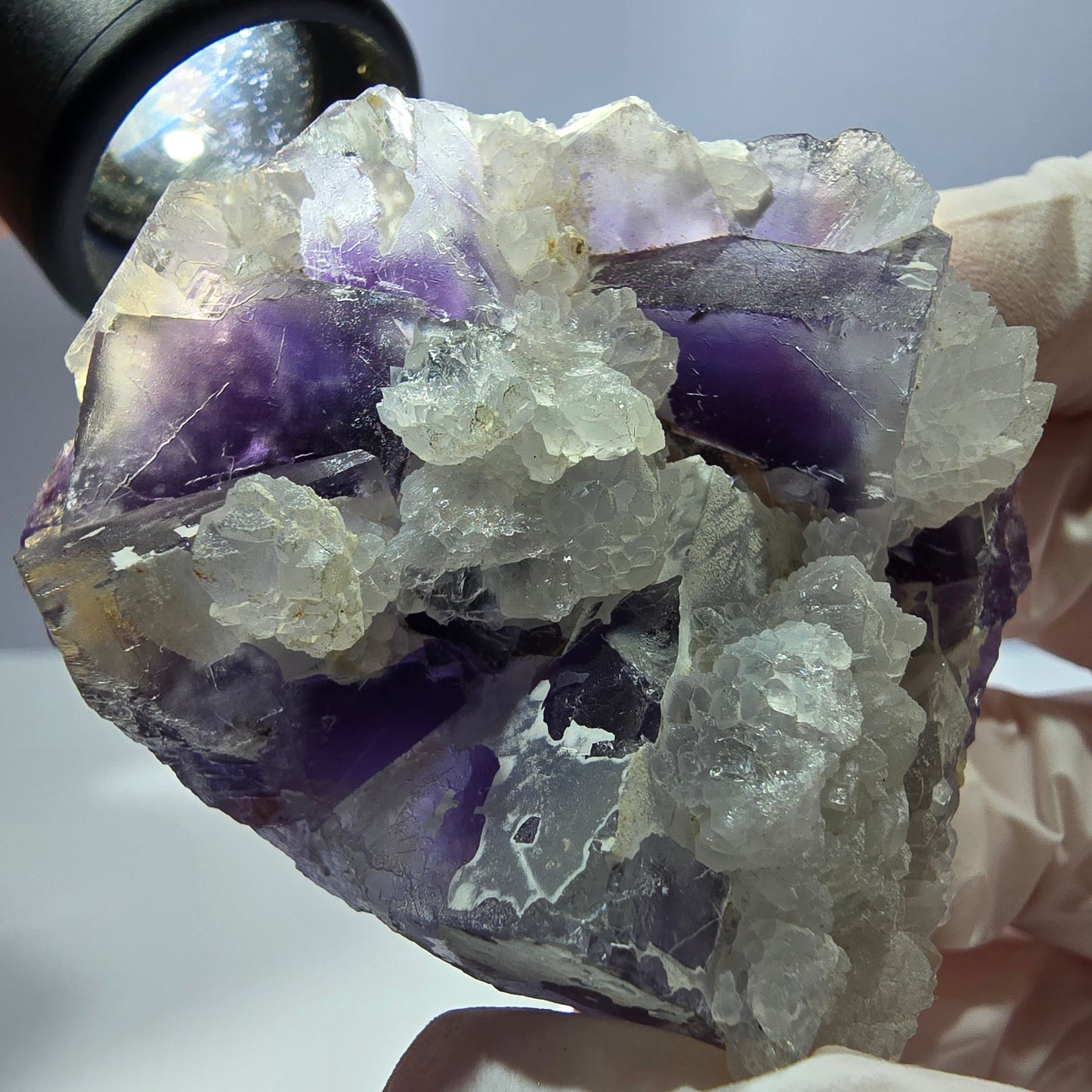 Rare cube de fluorite fantôme, spécimen de quartz violet Okorusu, Namibie, 53 x 42 x 24 mm