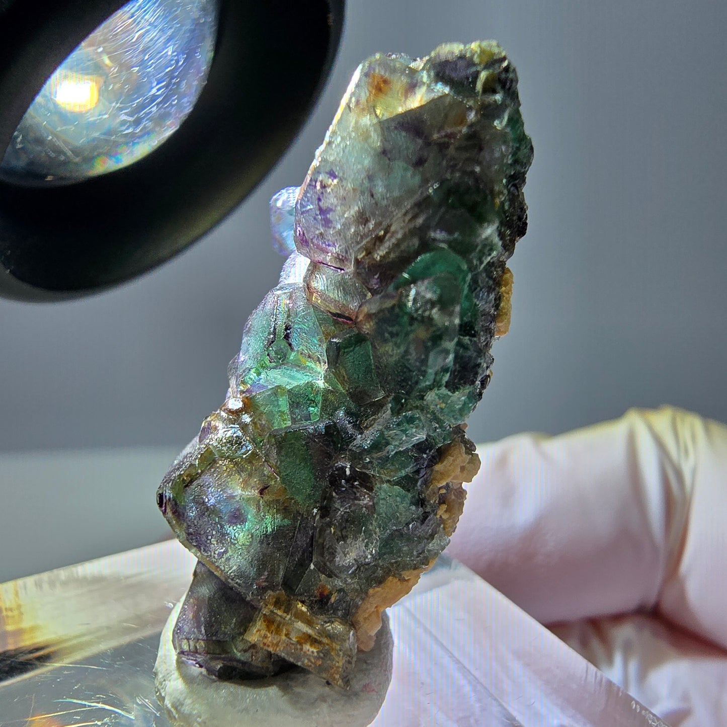 Cube de fluorite fantôme zonal, béryl, spécimen de muscovite, Erongo, Namibie, 33 x 19 x 11 mm