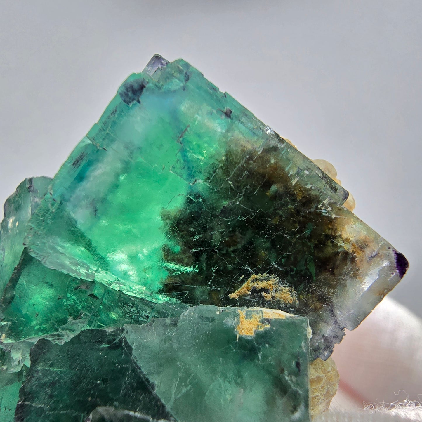 Seltene Phantom Fluorit Würfel Stufe grün lila zonar Okorusu, Namibia 52*51*30mm