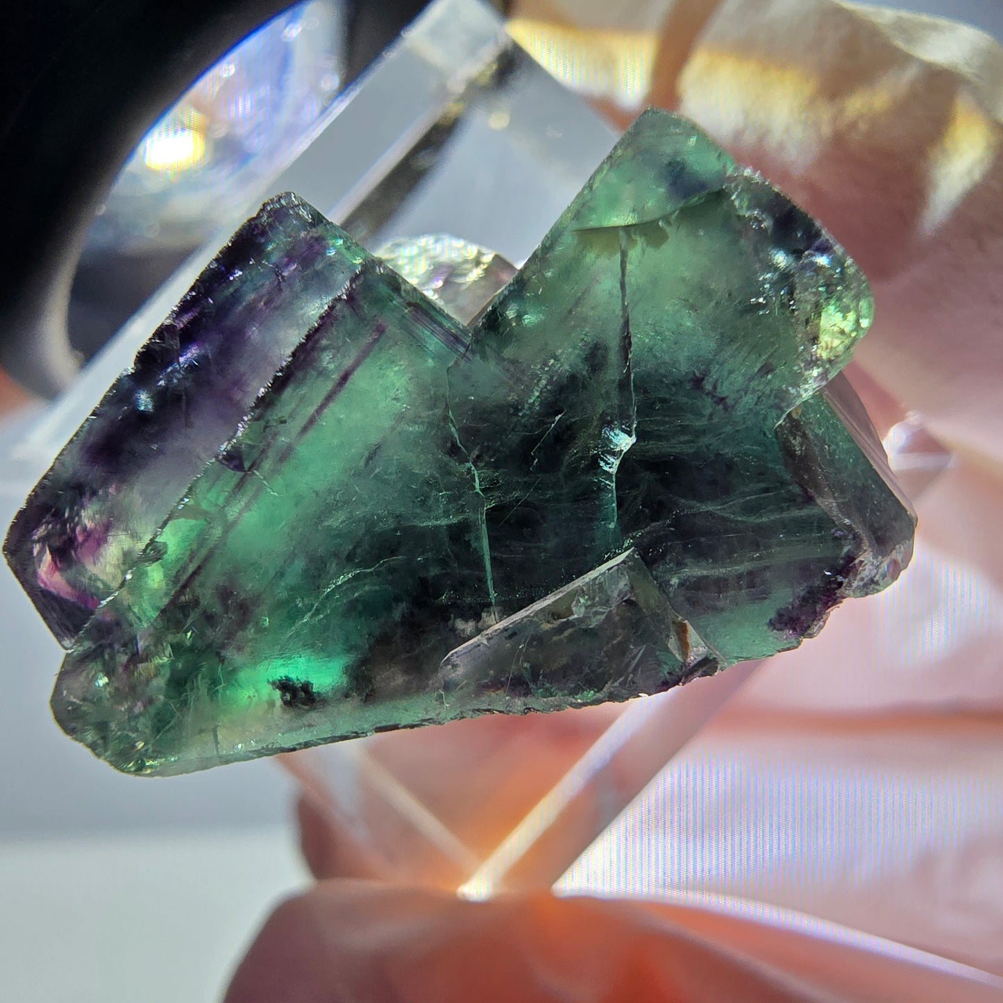 Rare Fluorite Cube Specimen, green purple Okorusu, Namibia 24*17*13mm