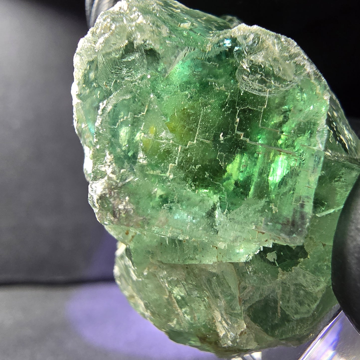 Seltene Phantom Fluorit Würfel Stufe grün 34*28*23mm Okorusu, Namibia Sammlung