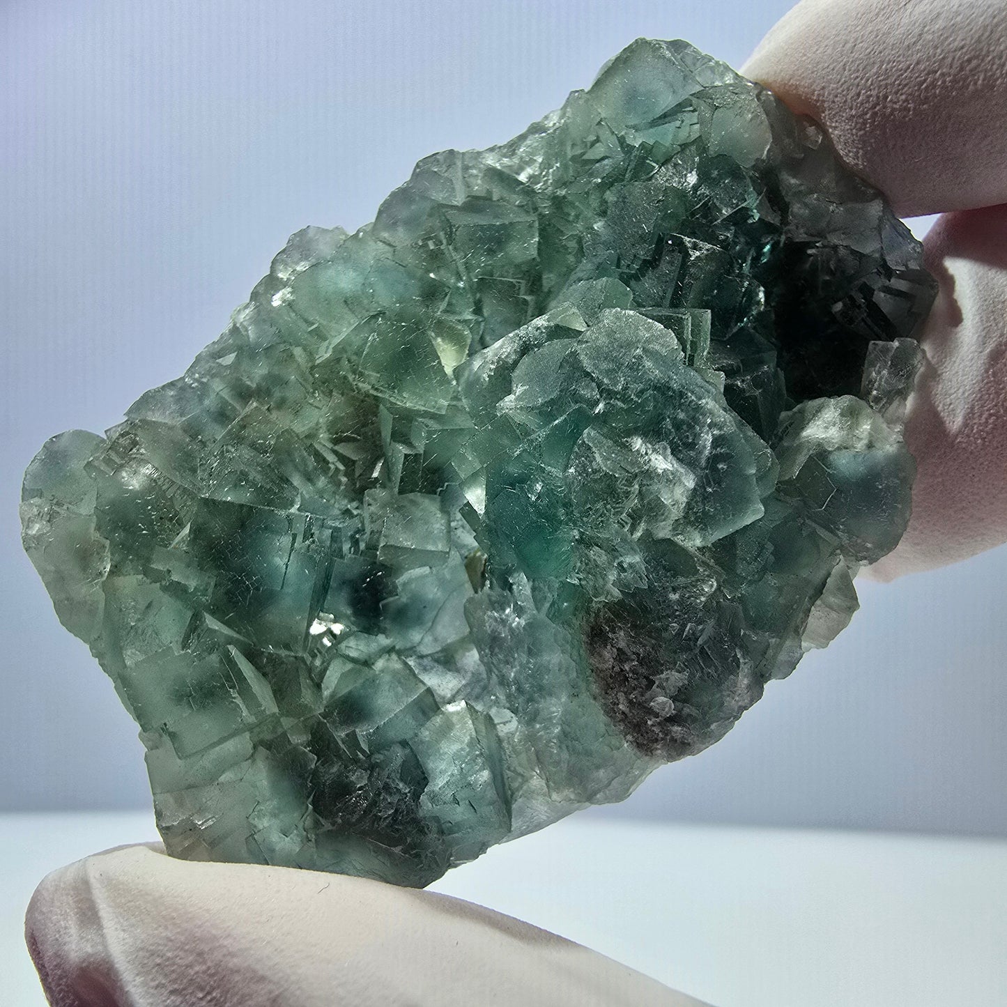 Cube de fluorite fantôme vert étagé Okorusu, Namibie 61 x 42 x 20 mm