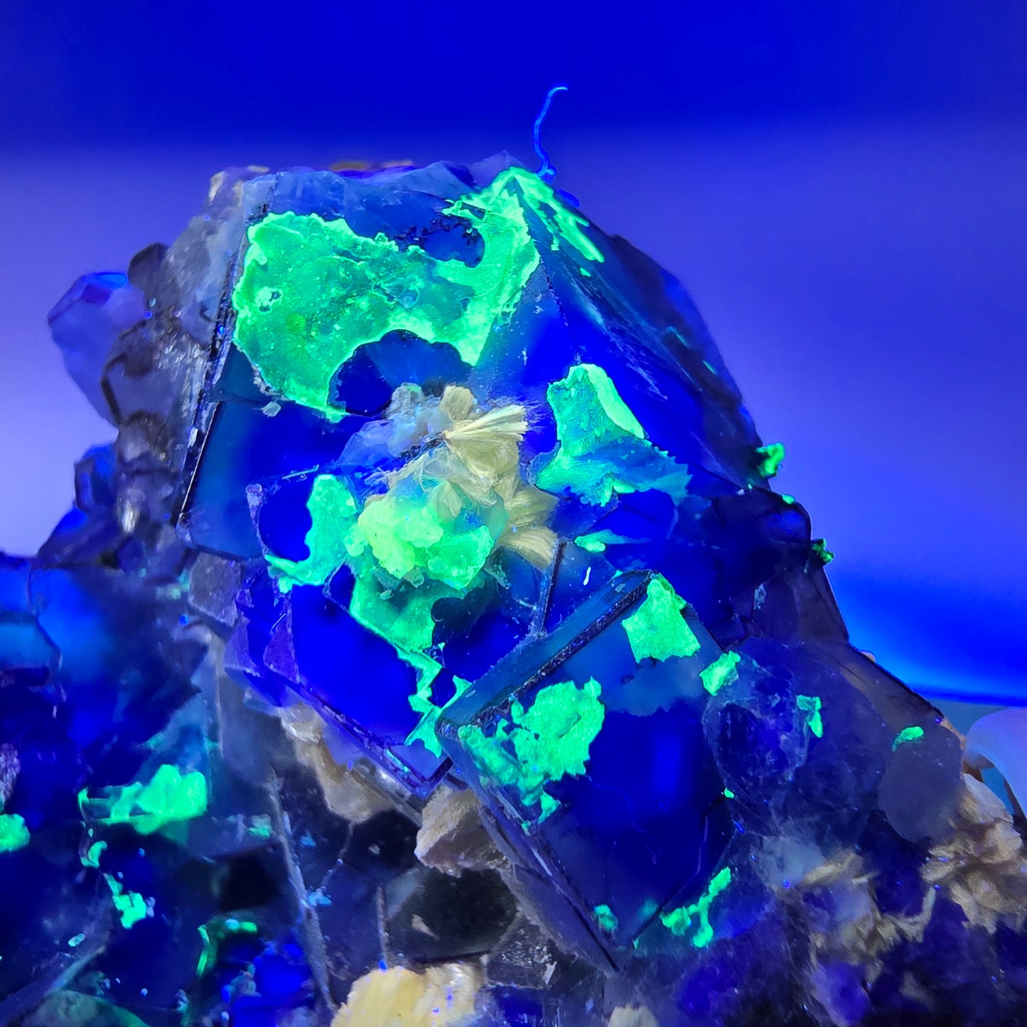 Phantom Fluorit zonal Schörl Rauchquarz Muskovit Hyalit Erongo, Namibia 69*56*40mm