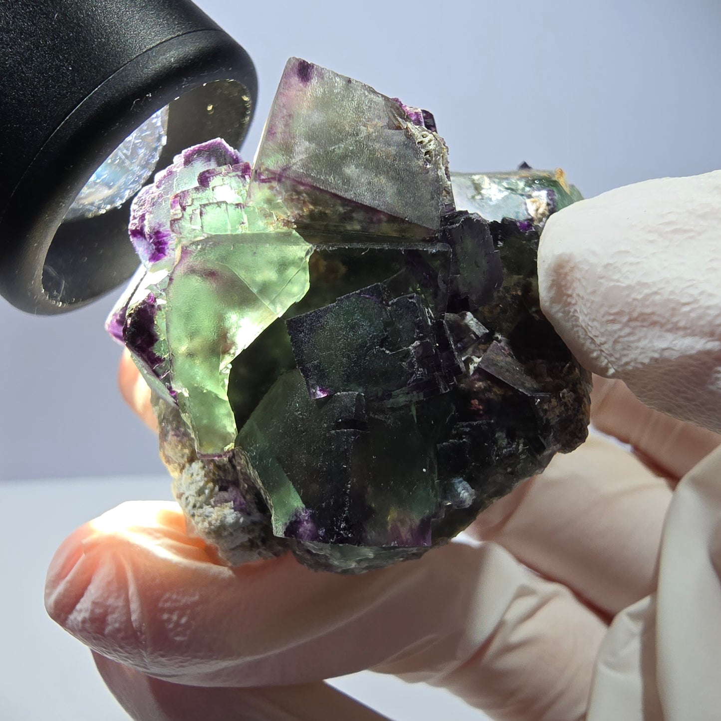 Spécimen de cube de fluorite fantôme, parqueté, zonal Okorusu, Namibie 54 x 39 x 38 mm