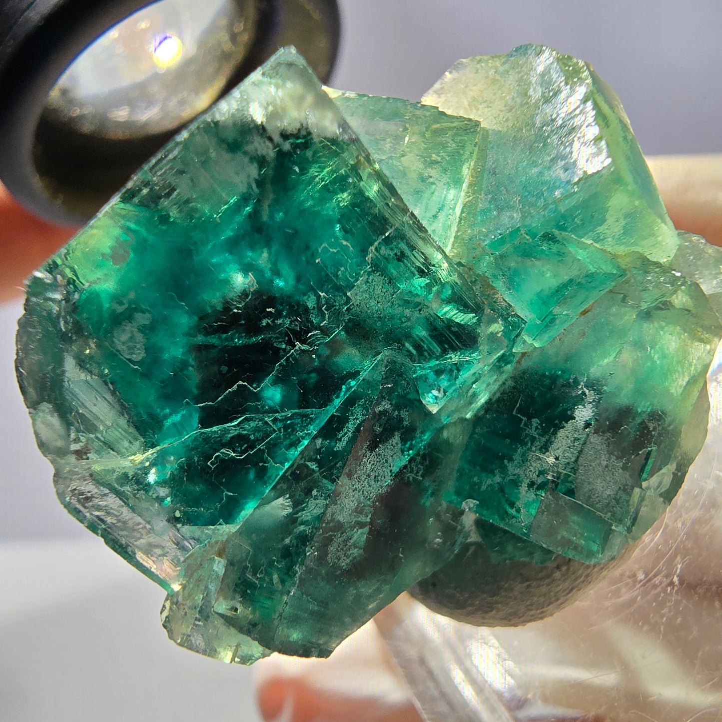 Rare spécimen de cube de fluorite fantôme, vert Okorusu, Namibie 32 x 29 x 17 mm