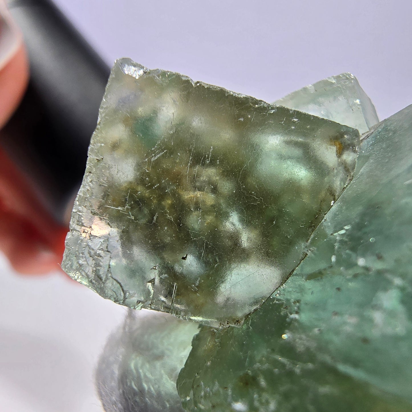 Rare spécimen de cube de fluorite fantôme, parqueté vert Okorusu, Namibie, 45 x 29 x 23 mm