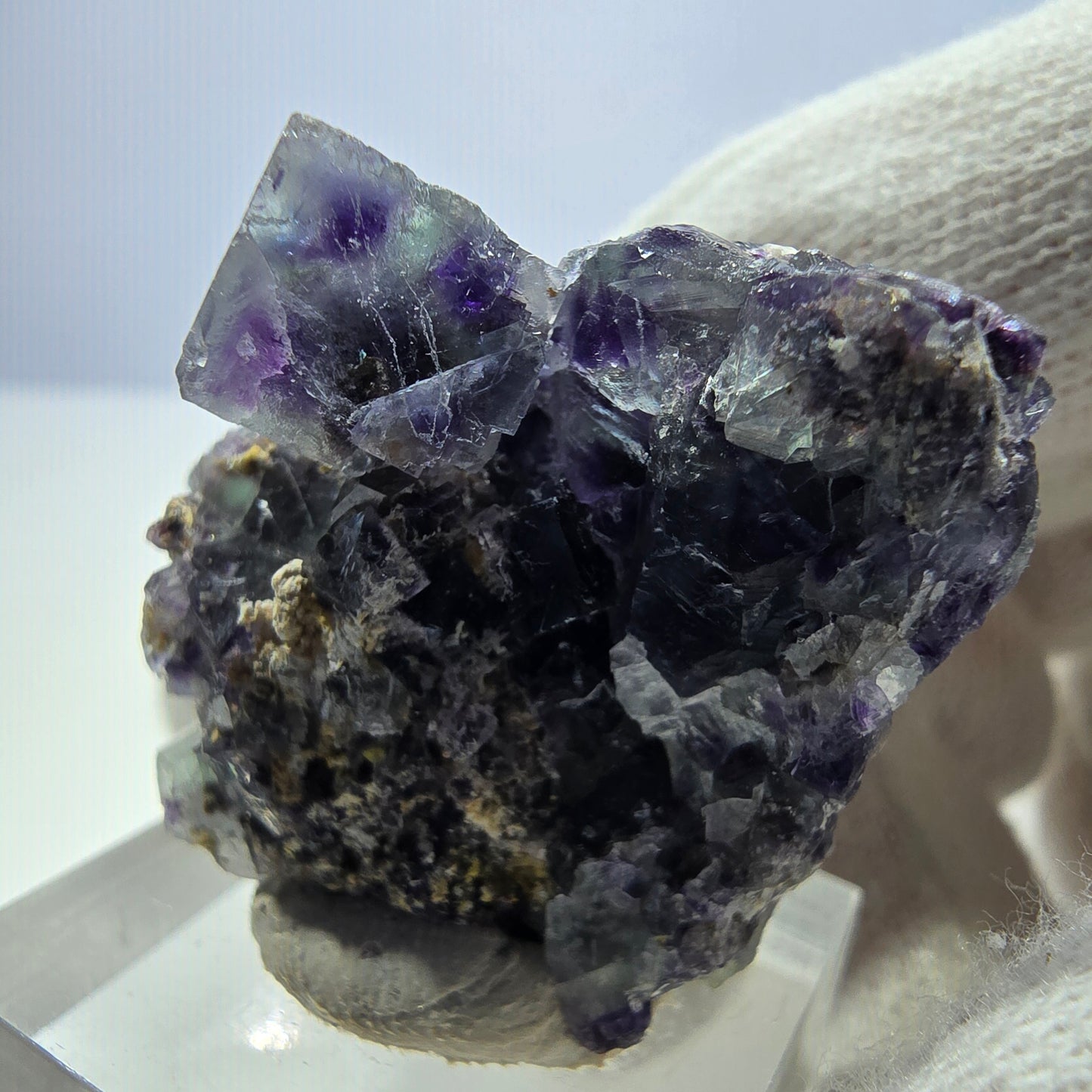 Clear Phantom Fluorite Cube Specimen zonal green purple Okorusu, Namibia 41*37*25mm