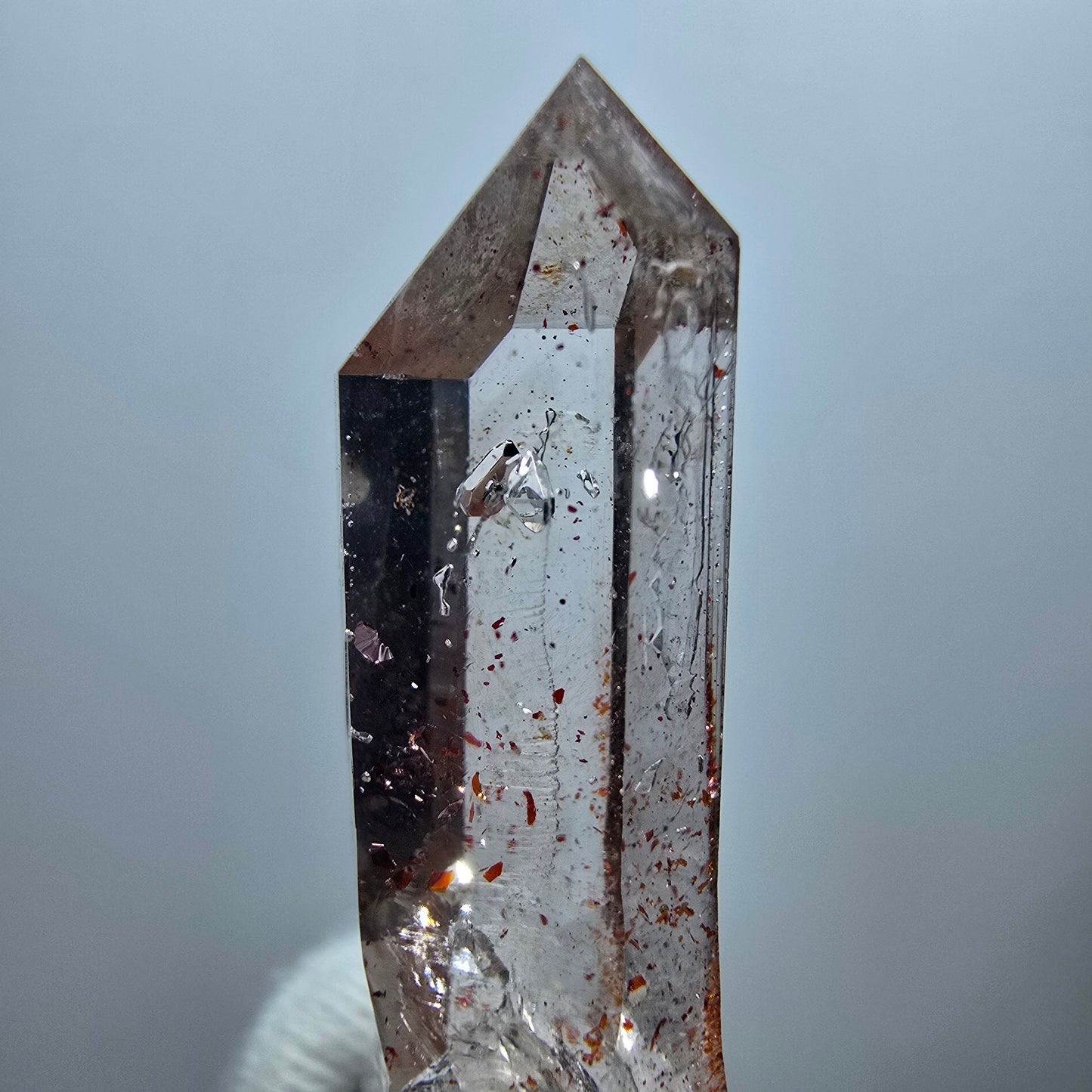 Quartz fumé fantôme transparent, pointe de fer, Goboboseb, Namibie, 41 x 12 x 10 mm