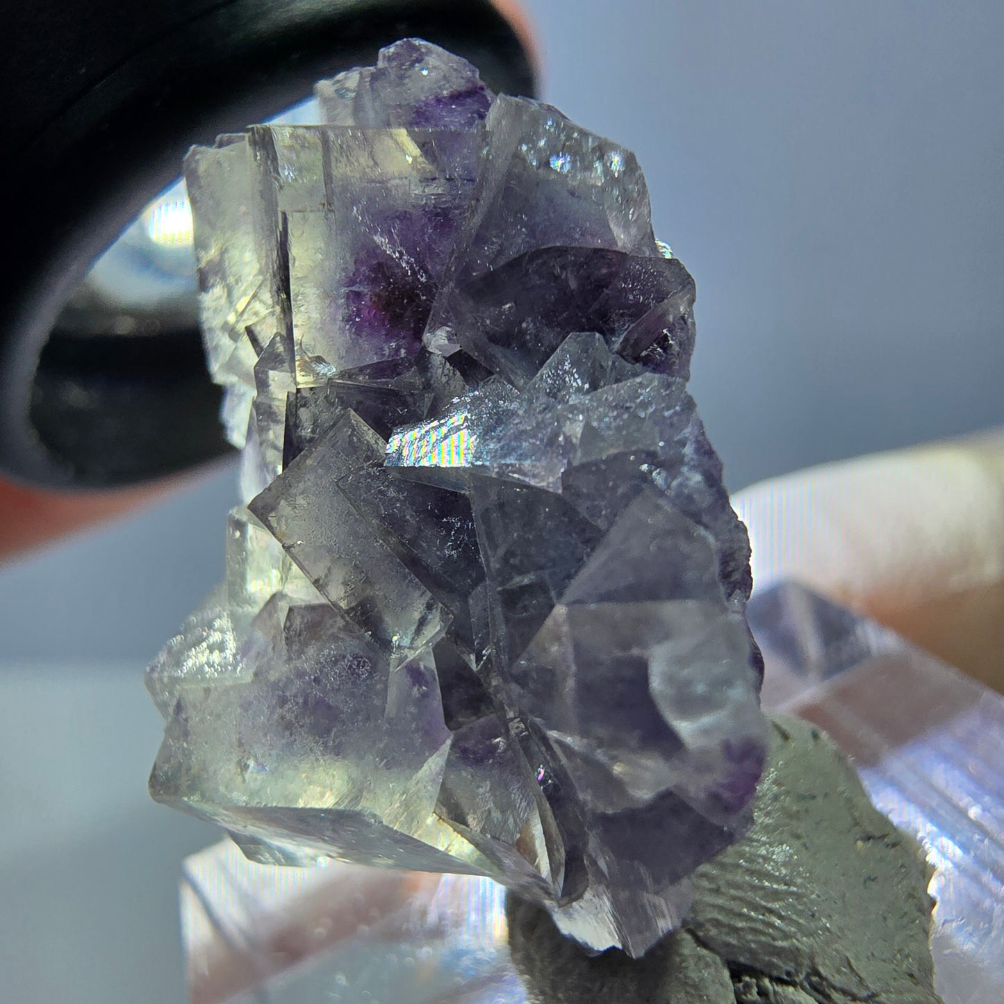 Phantom Fluorit Würfel Stufe, grün lila Okorusu, Namibia 27*21*17mm