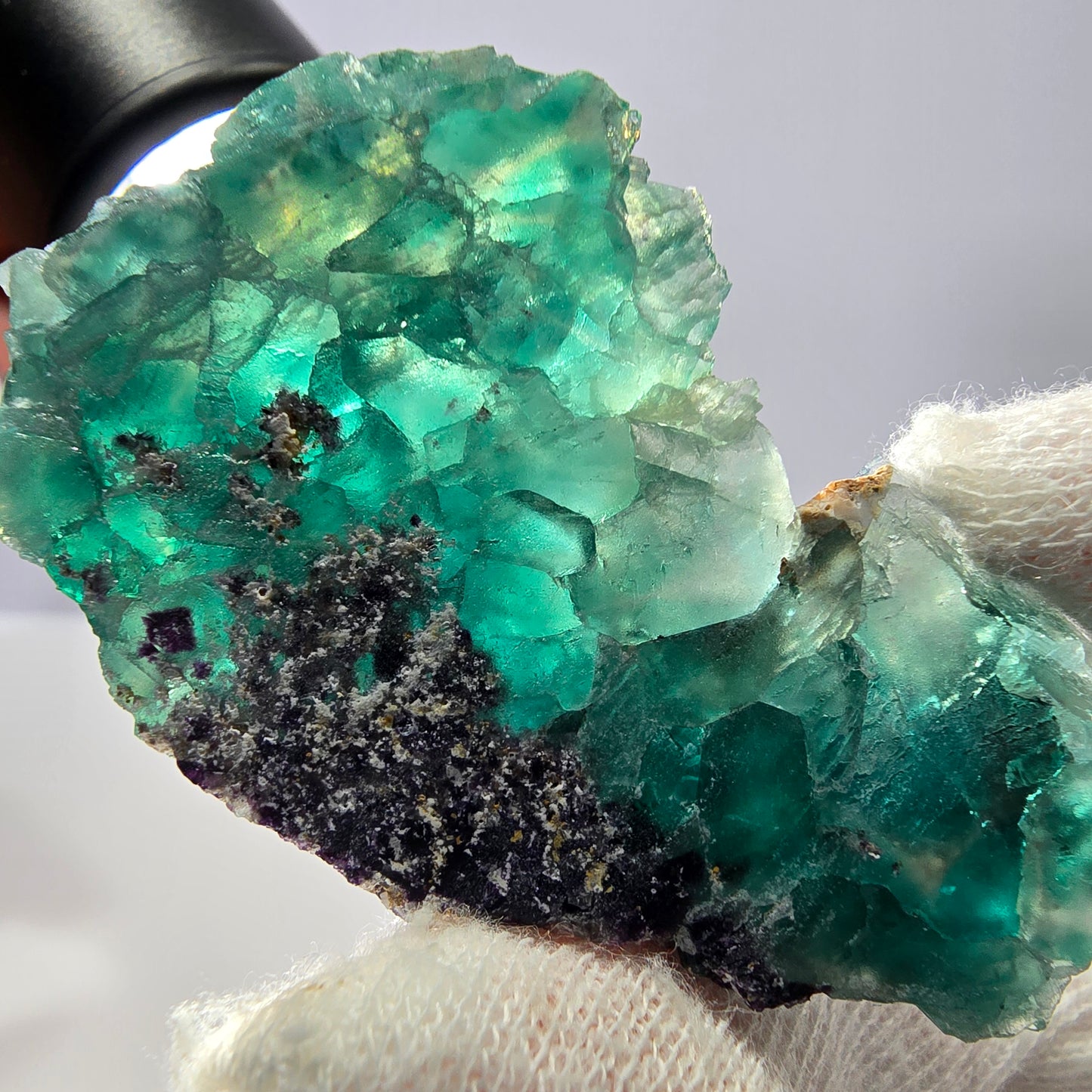 Rare spécimen de cube de fluorite fantôme, parqueté vert Okorusu, Namibie, 55 x 34 x 17 mm