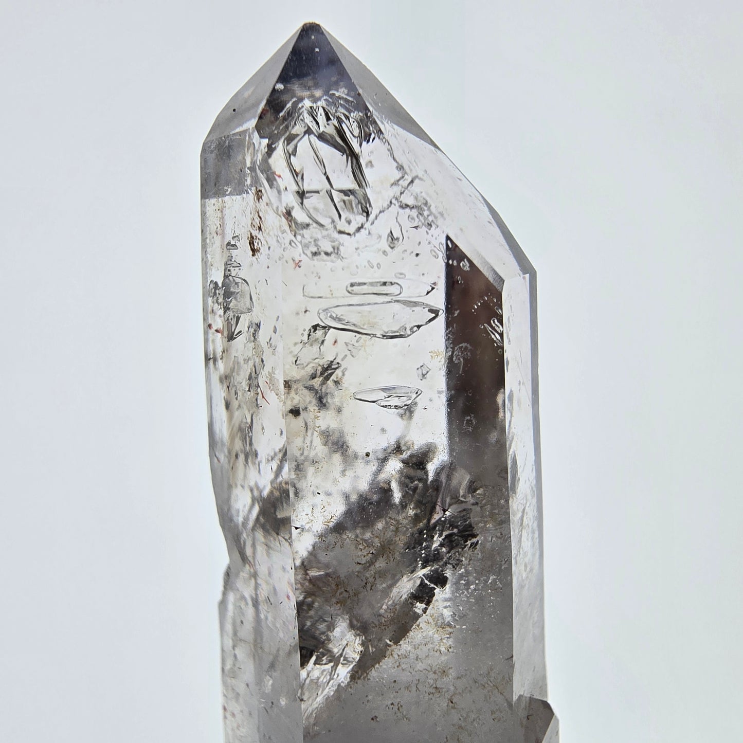 Sceptre DT en quartz fumé squelette Enhydro, grande poche à bulles Saint-Valentin, Namibie 53 x 18 x 17 mm