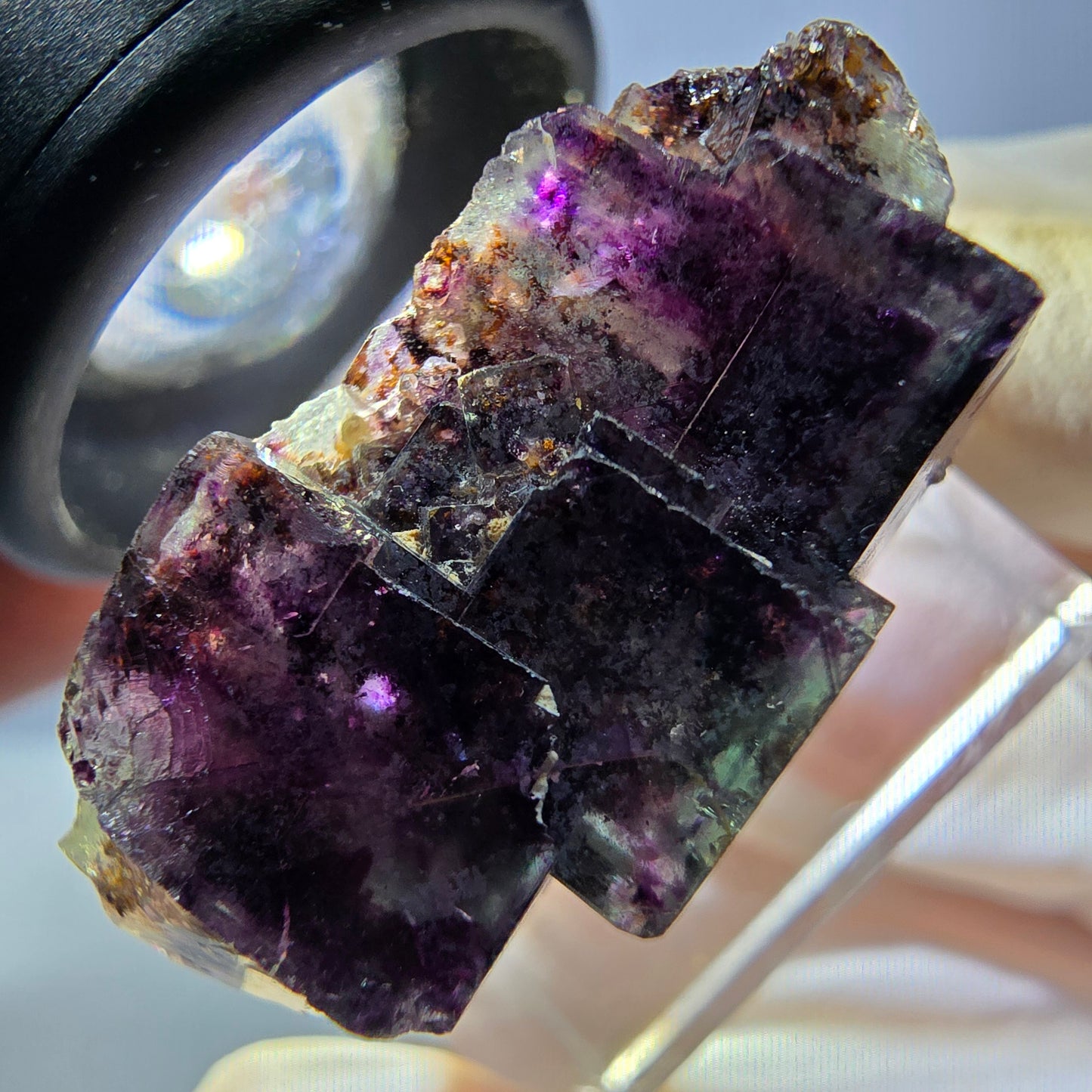 Phantom Fluorit Würfel Stufe, grün lila Okorusu, Namibia 32*22*15mm