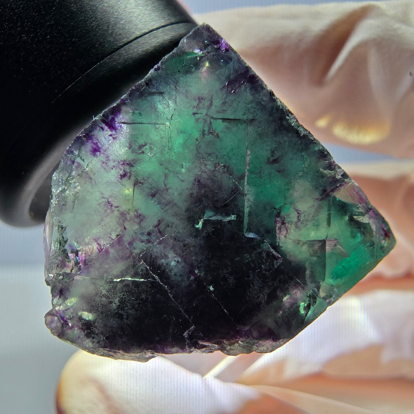 Phantom Fluorite cube parquetted, green purple Okorusu, Namibia 22*21*20mm