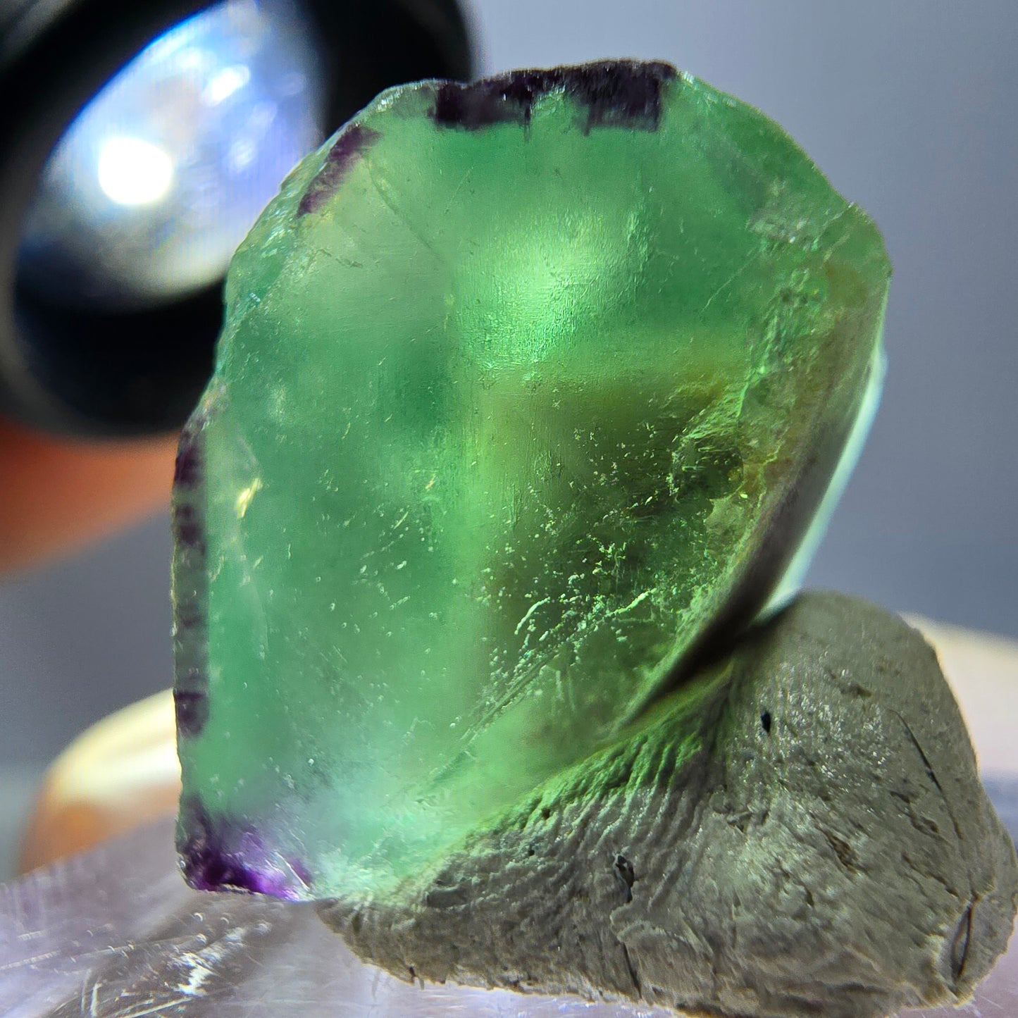 Cube de fluorite fantôme parqueté, zonal, vert violet Okorusu, Namibie 18*17*15mm