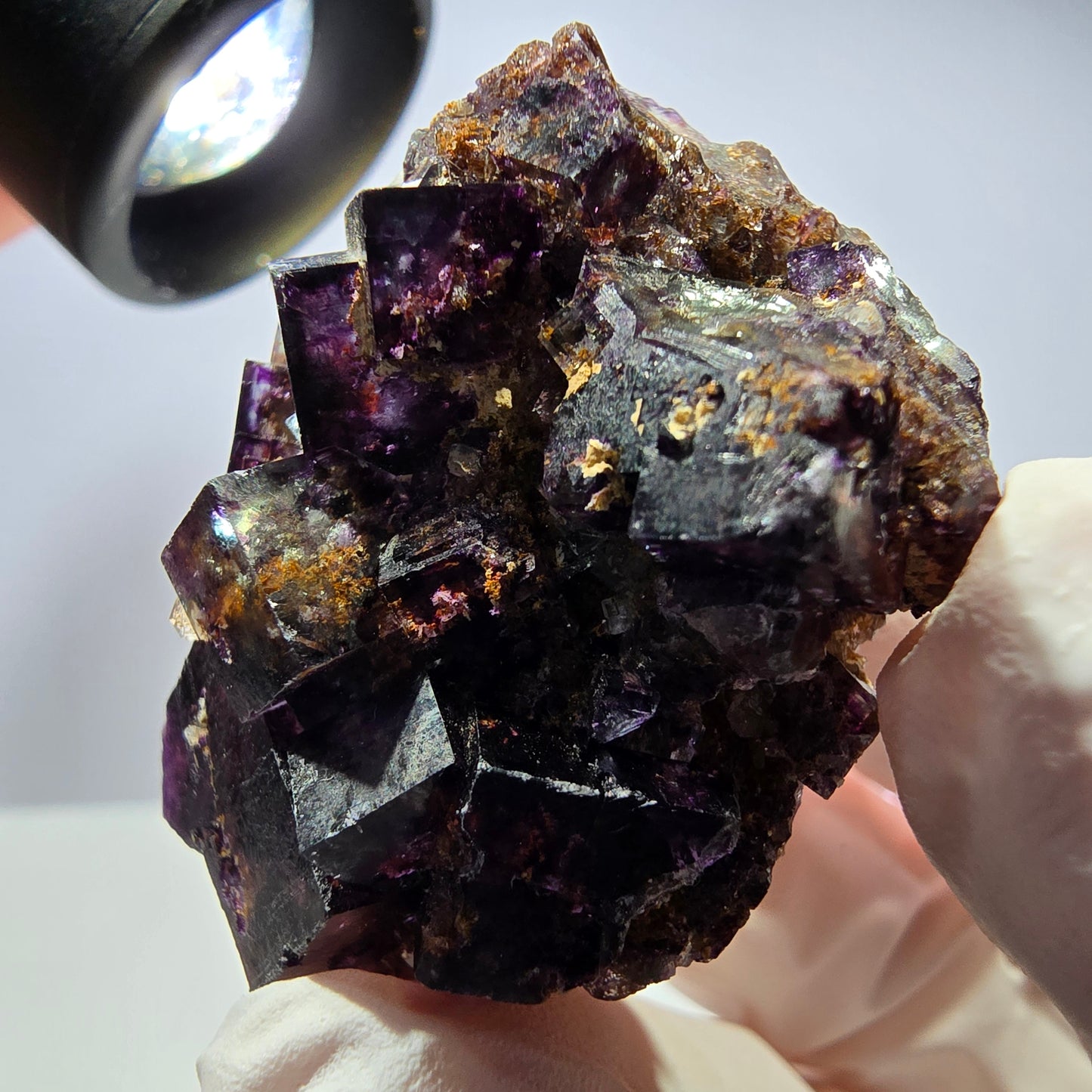 Rare spécimen de cube de fluorite fantôme, vert-violet, Okorusu, Namibie, 41 x 34 x 24 mm