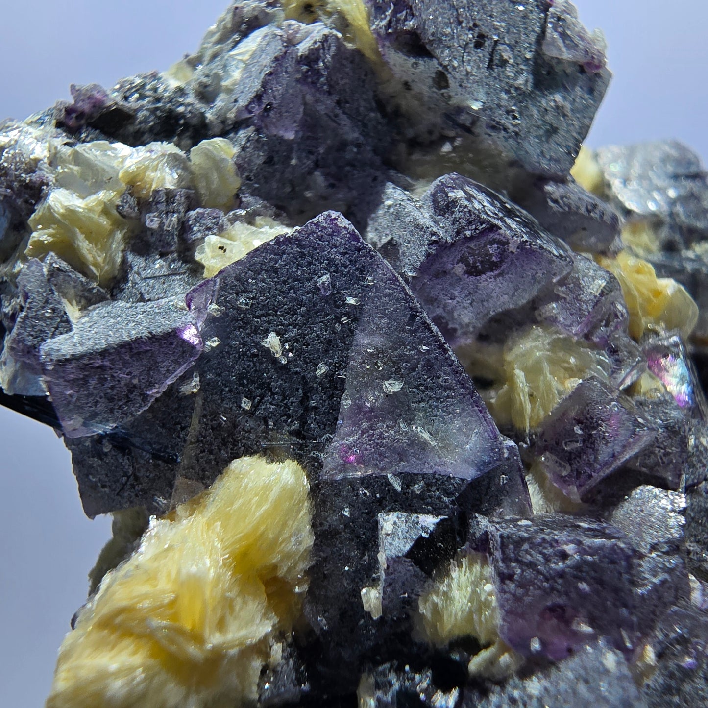 Colorful Phantom Fluorite Cubes Schorl Tourmaline Muscovite Erongo, Namibia 60*45*31mm