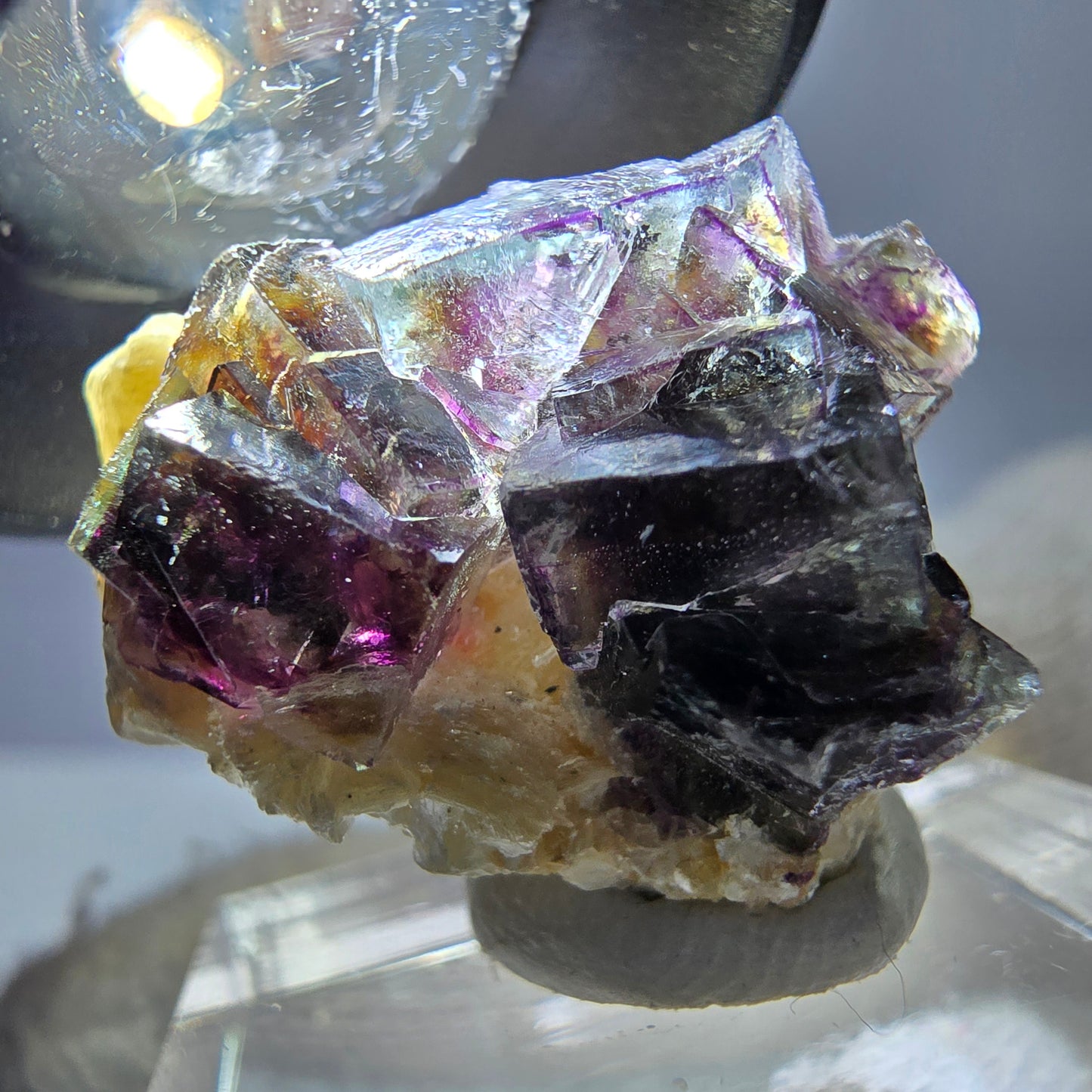 Cubes de fluorite fantôme colorés, spécimen de muscovite, Erongo, Namibie, 23 x 18 x 12 mm