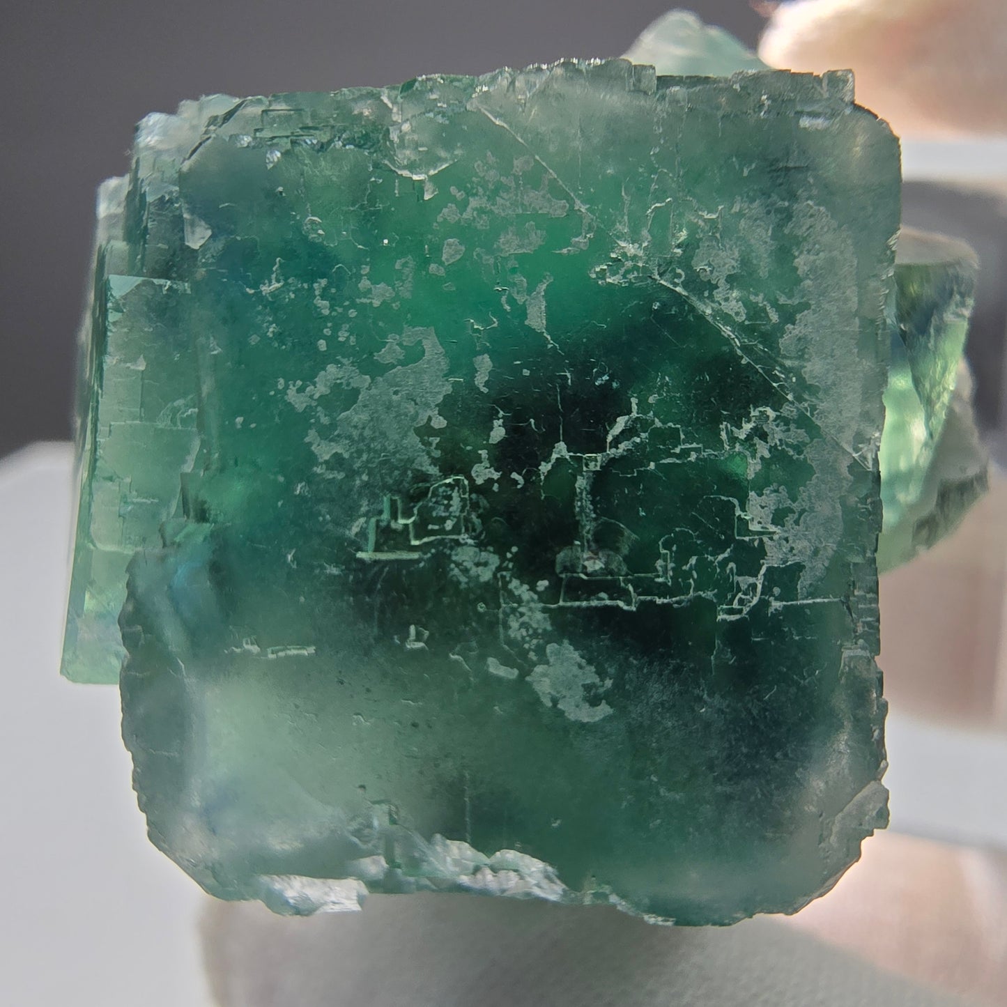 Klare Phantom Fluorit Würfel Stufe grün parkettiert Okorusu, Namibia 46*46*39mm