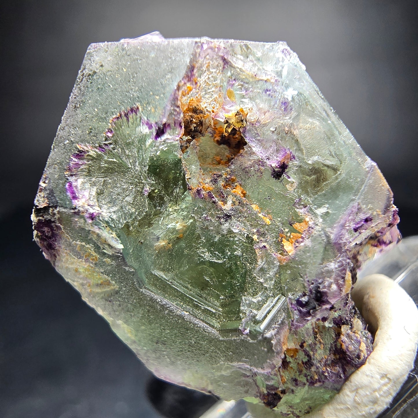 Zonar Phantom Fluorite Cube Tier Vert Violet Erongo Namibie 29*20*17mm