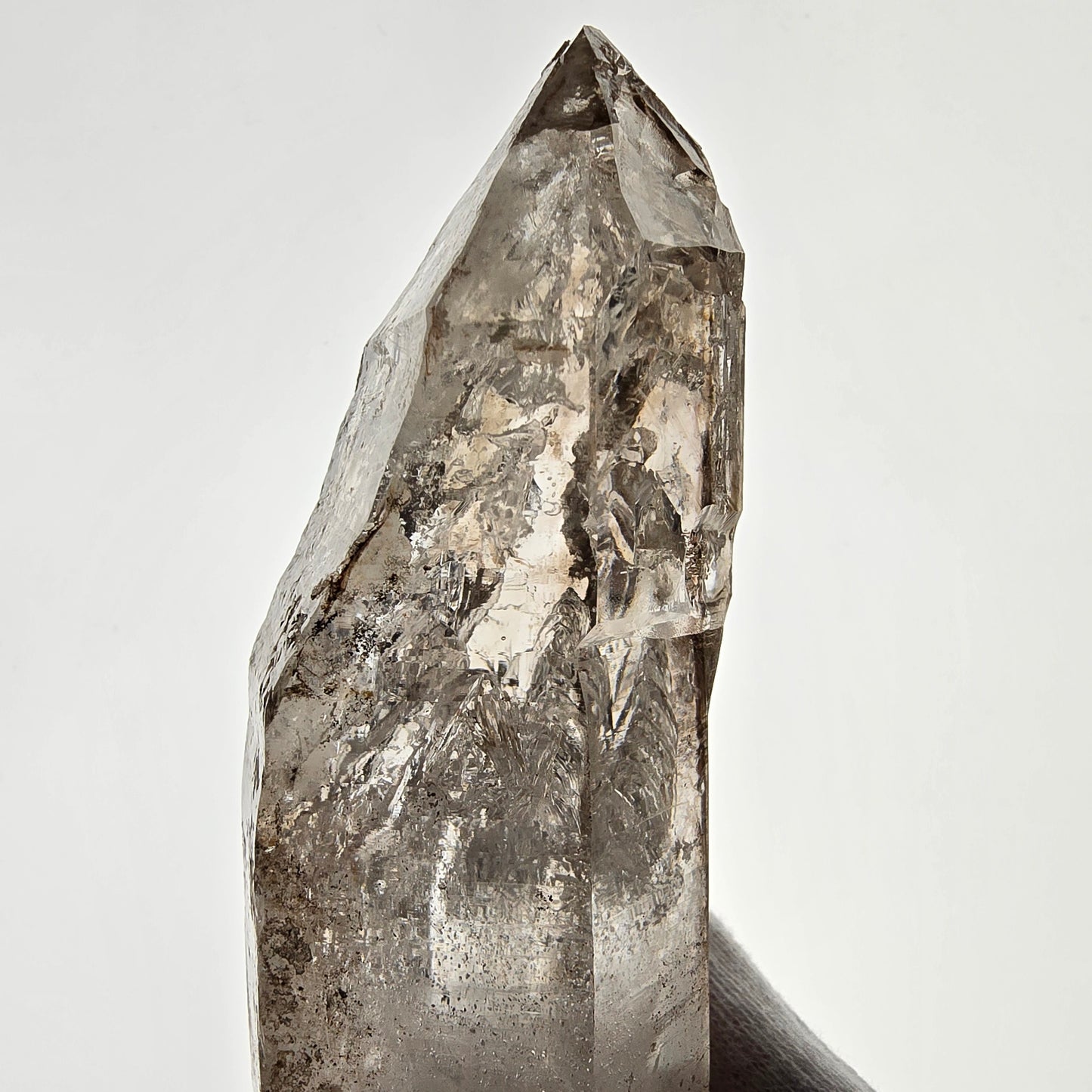 Sceptre XL Enhydro Squelette Quartz Fumé DT 3x Bulle Valentine Pocket Gob. Namibie 146 x 69 x 42 mm