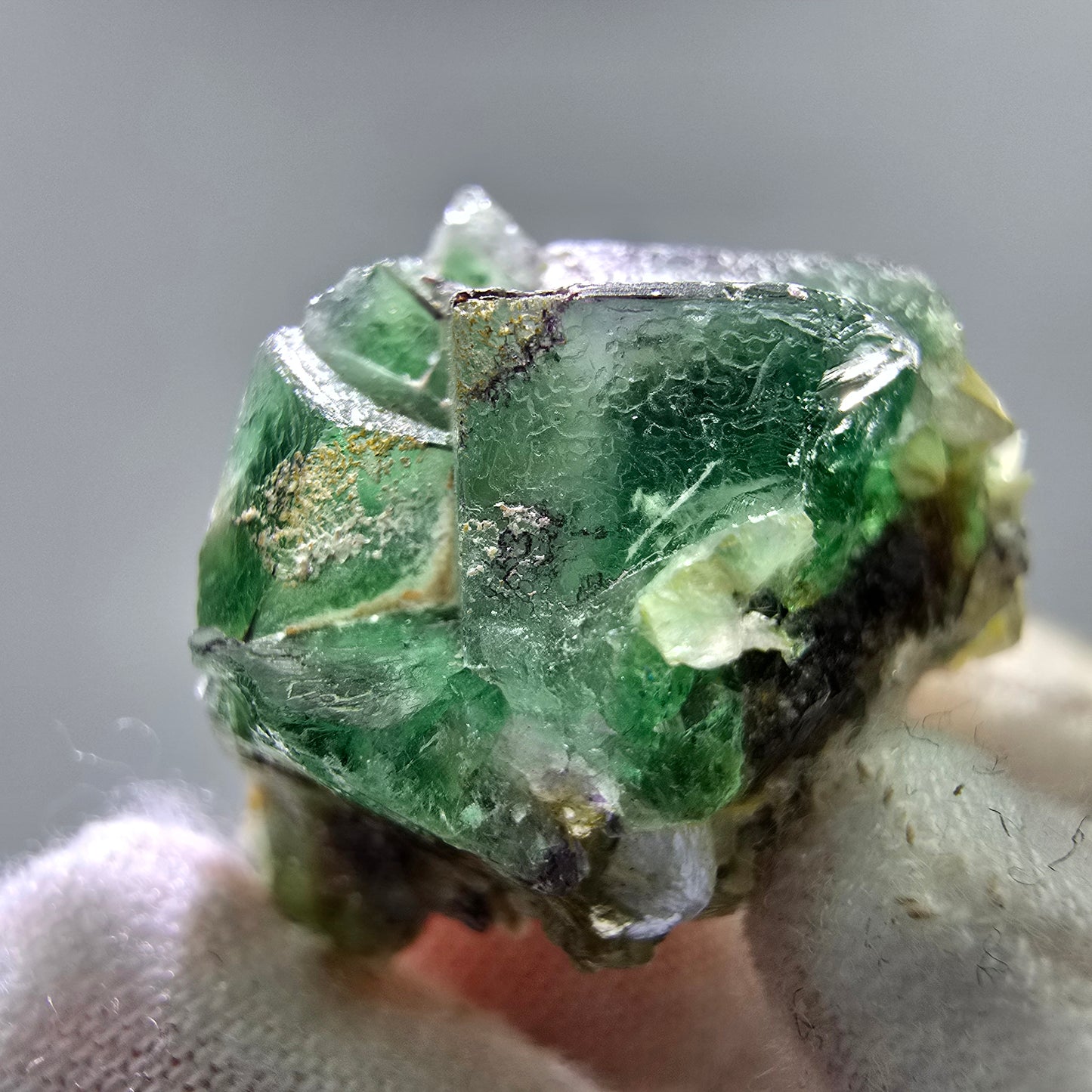 Phantom Fluorit Würfel, Muskovit Stufe Erongo, Namibia 27*20*20mm Sammlung