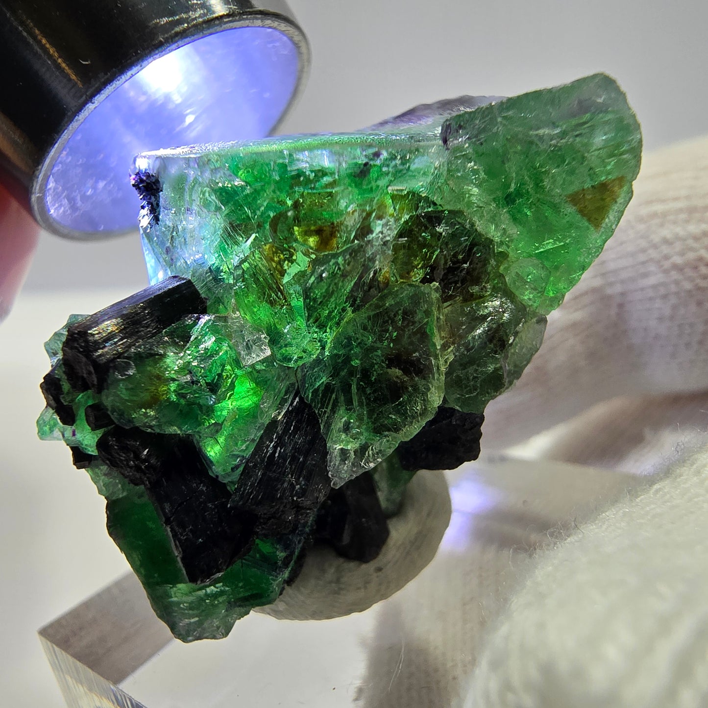 Cube de fluorite fantôme zonal, spécimen de tourmaline Schorl, Erongo, Namibie, 35 x 25 x 22 mm