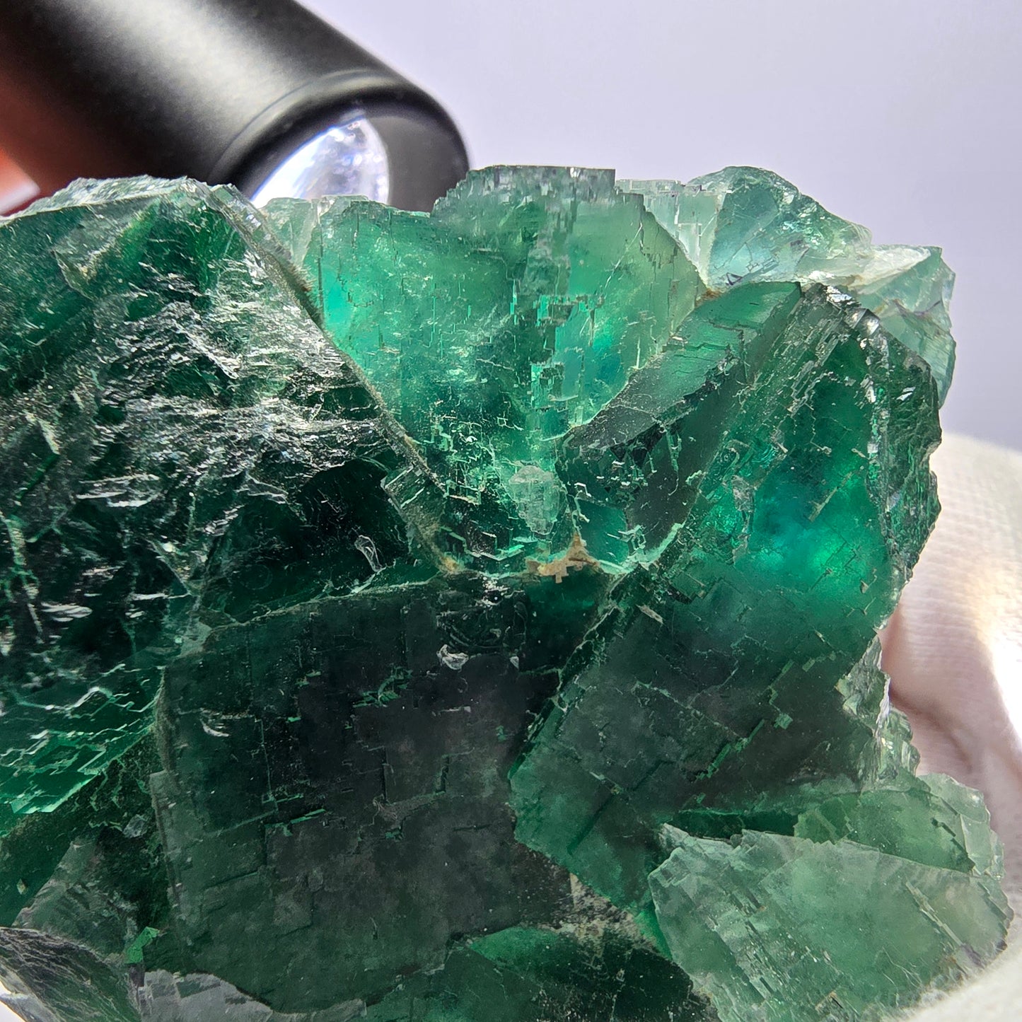 Rare spécimen de cube de fluorite fantôme, parqueté vert Okorusu, Namibie, 79 x 72 x 36 mm