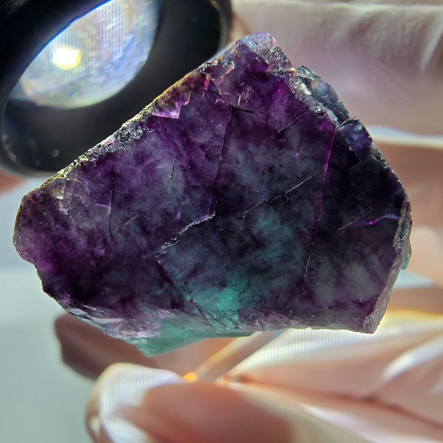 Phantom Fluorit Würfel Stufe, parkettiert grün lila Okorusu, Namibia 22*21*20mm