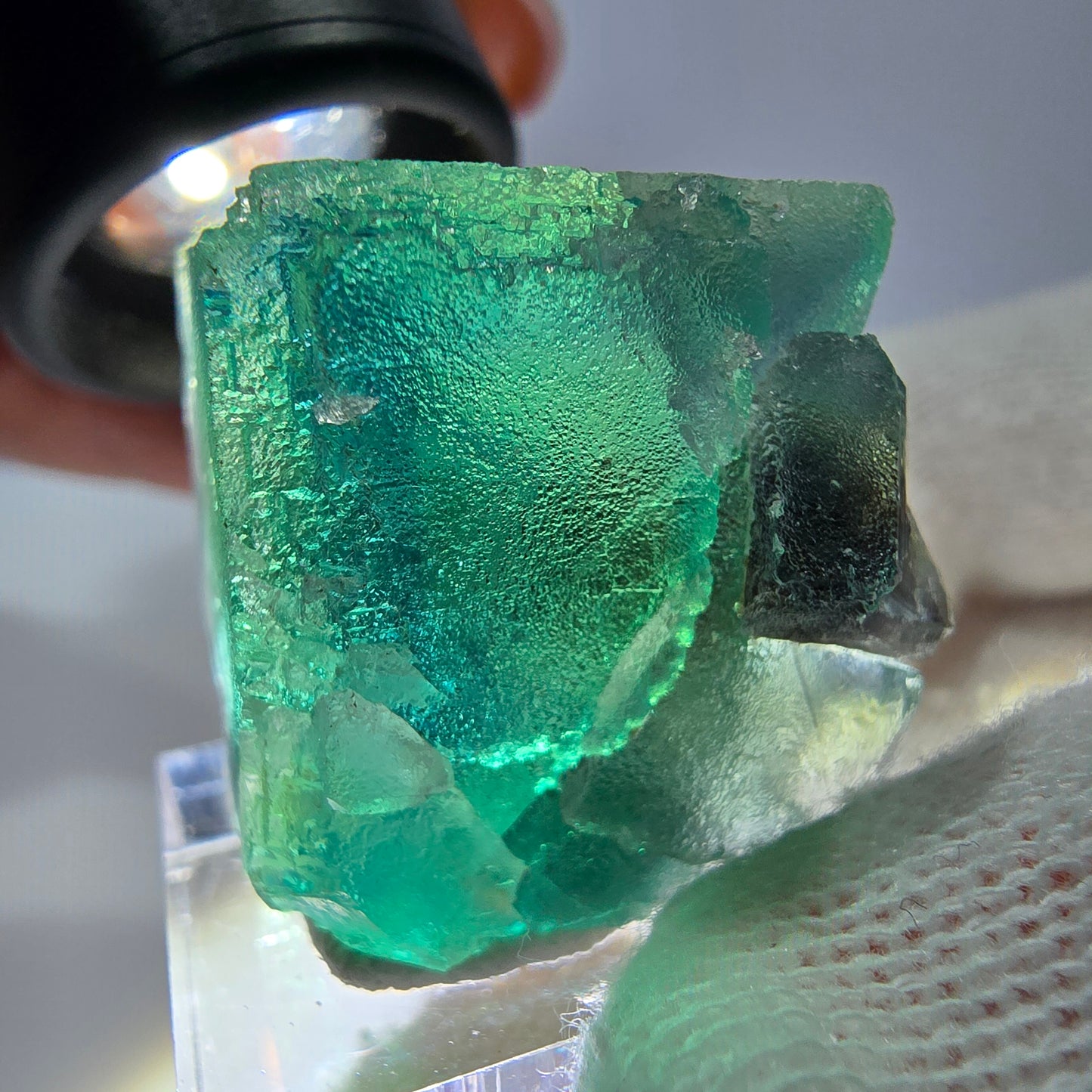 Spécimen de cube de fluorite fantôme parqueté vert turquoise Okorusu, Namibie 36*26*22mm