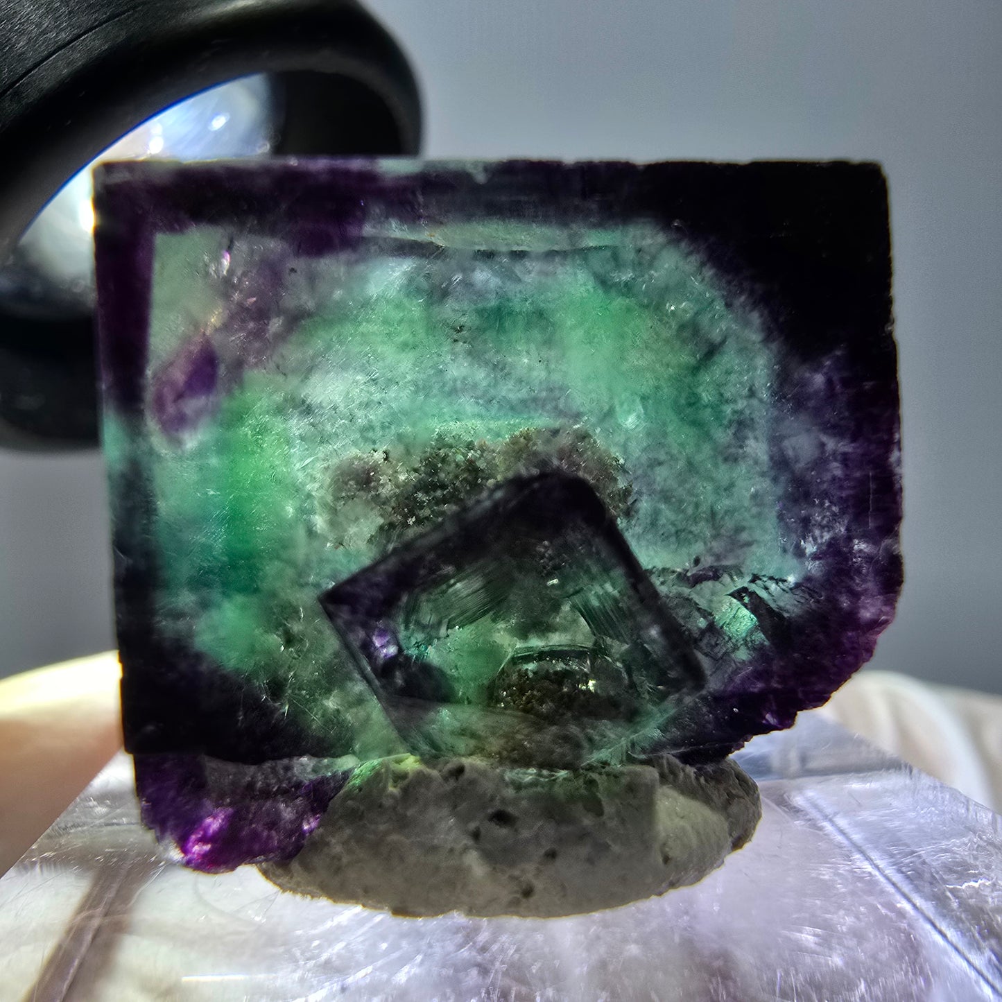 Phantom Fluorit Würfel parkettiert, zonal, grün lila Okorusu, Namibia 20*18*15mm