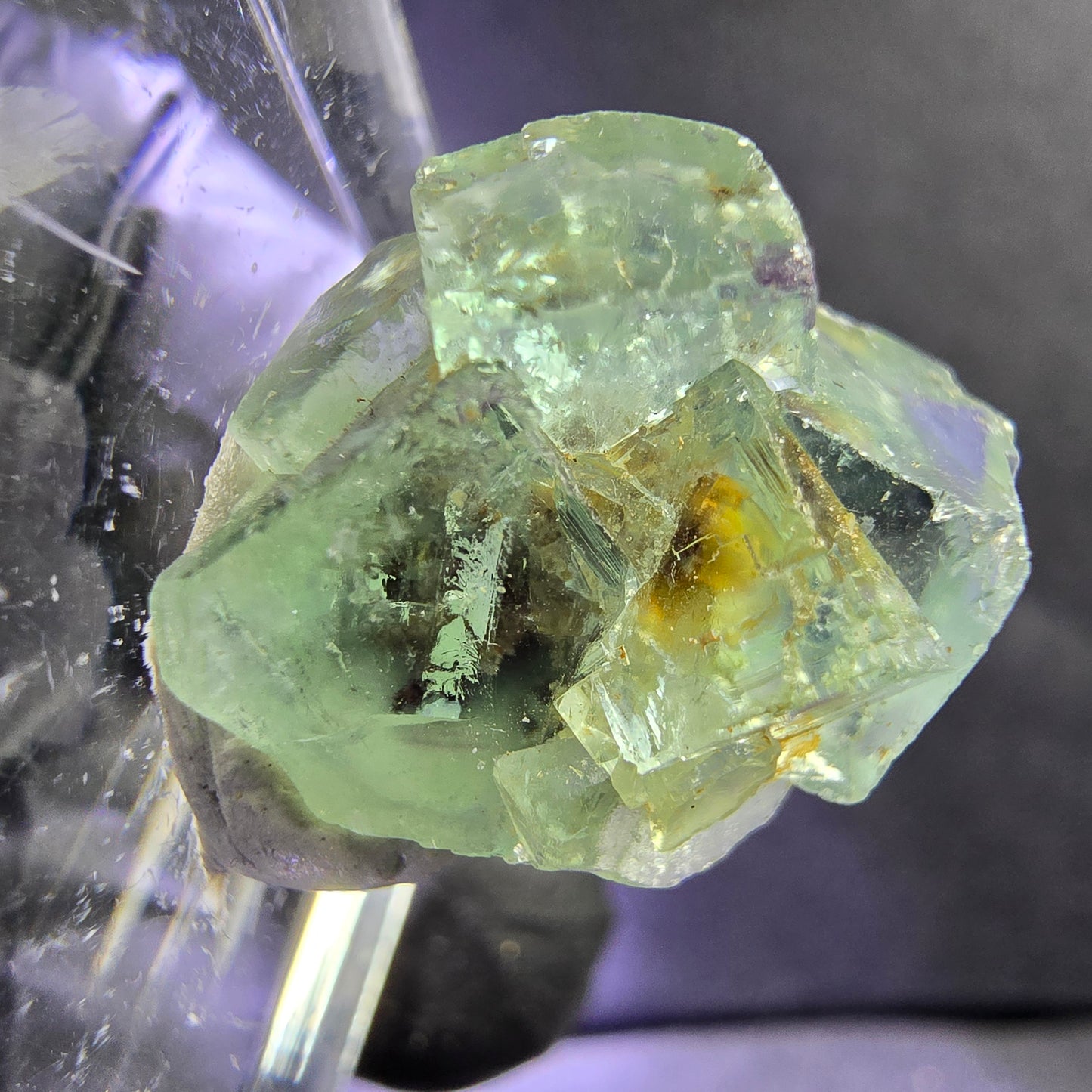 Seltene klare Phantom Fluorit XX Stufe mit Einschlüssen 19*15*9mm aus Okorusu, Namibia