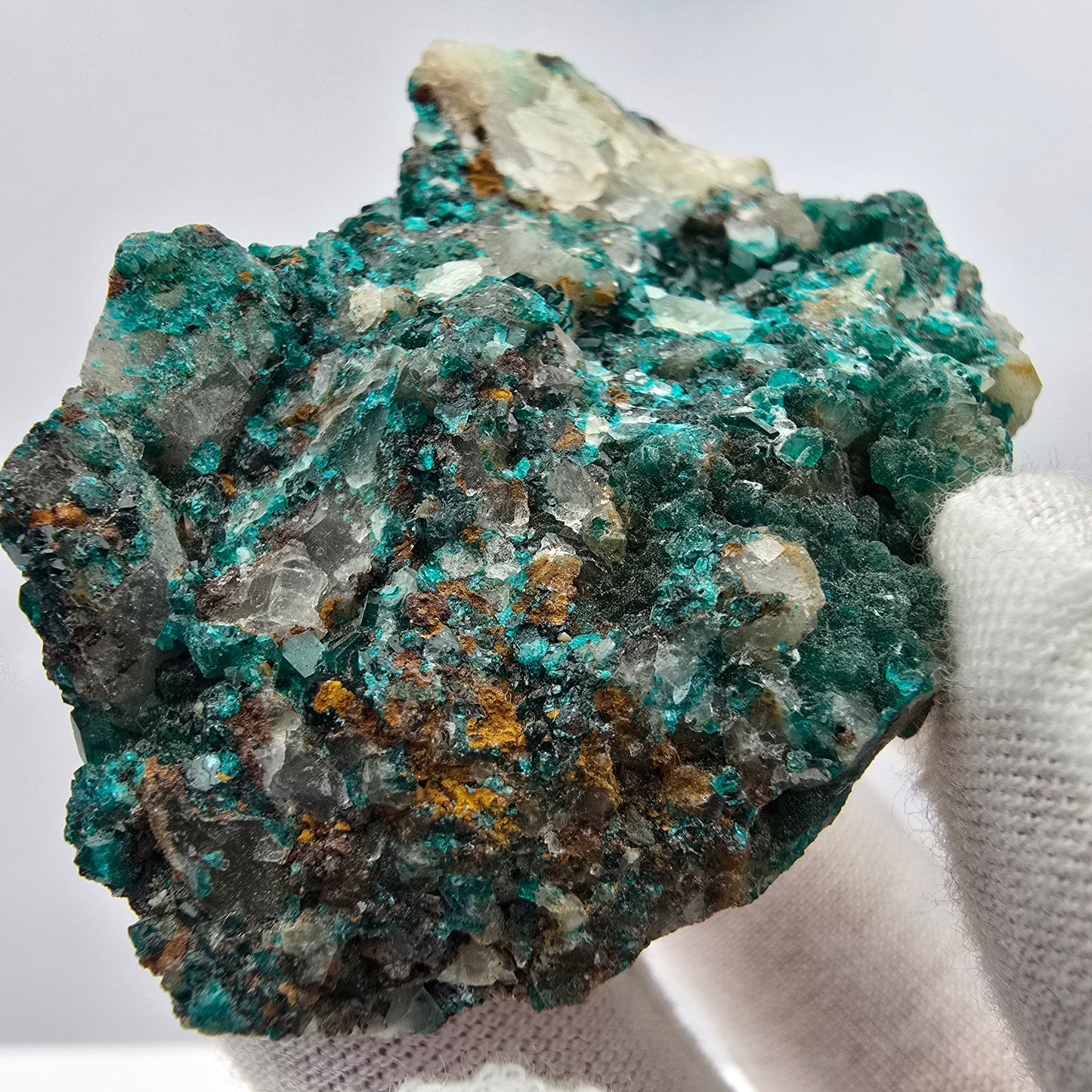 Seltene Dioptas auf Quarz Stufe Kaokoveld, Namibia 62*39*26mm Mineraliensammlung