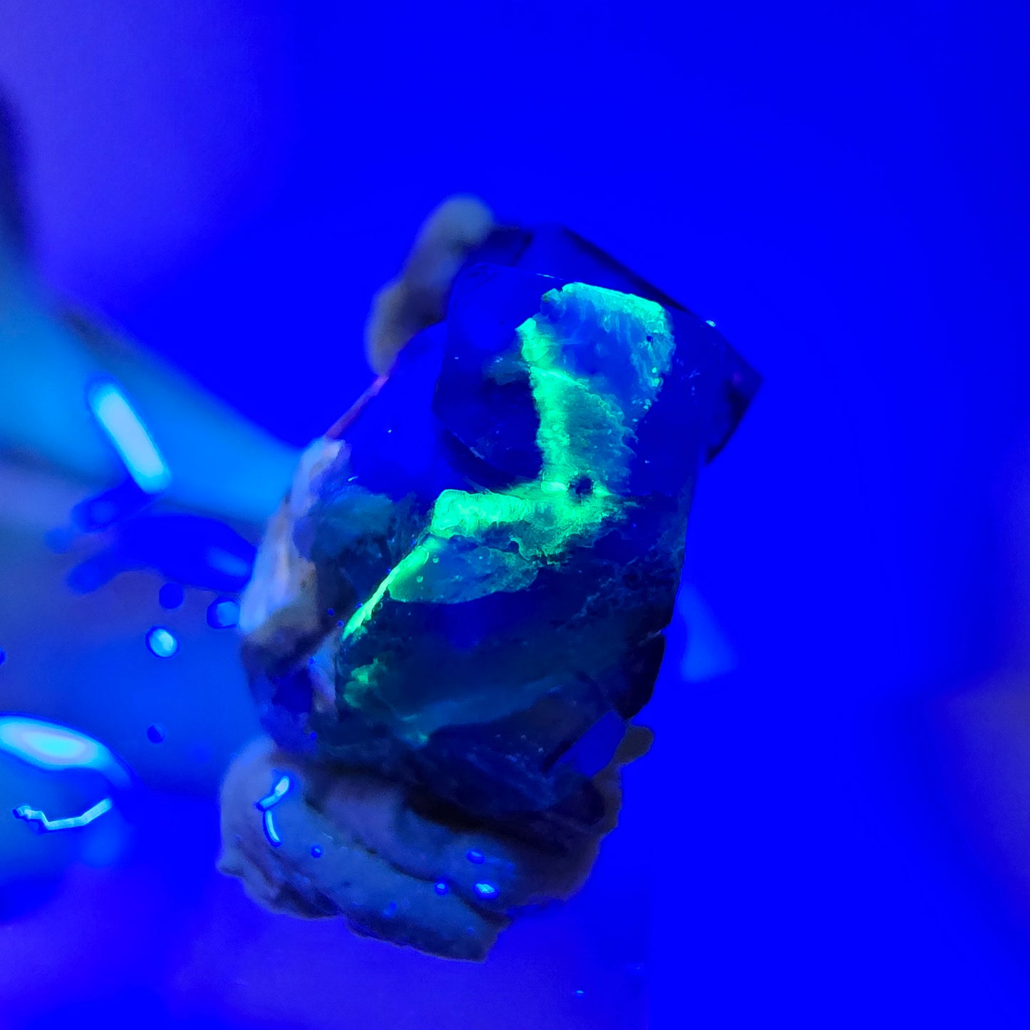 2er Set Phantom Fluorit Würfel, Muskovit Hyalit Stufe Erongo, Namibia 21+18mm