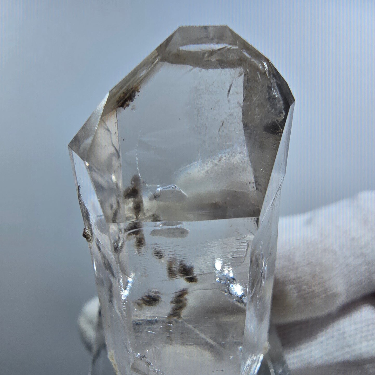 Enhydro Phantom Smoky Quartz Scepter with Calcite Valentine Pocket Goboboseb Namibia 47*22*14mm