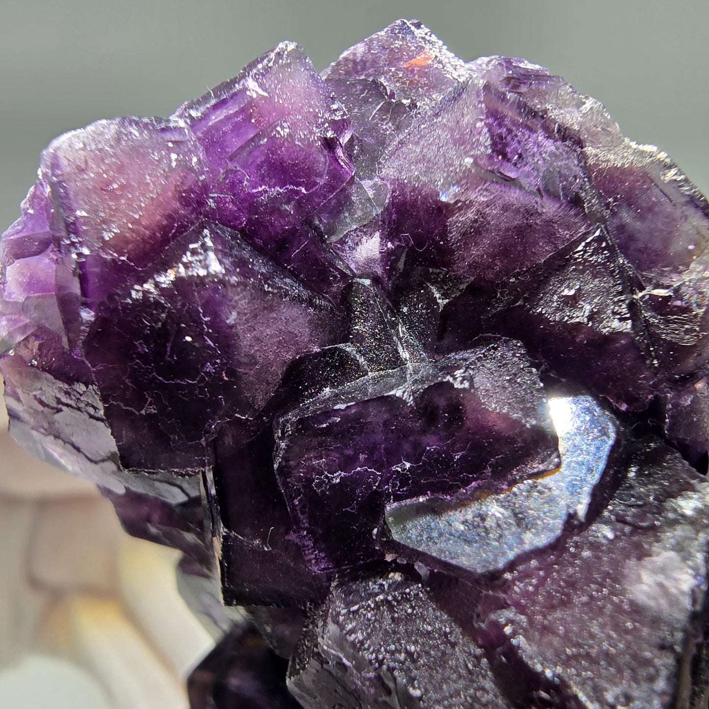 Große Phantom Fluorit Würfel Stufe lila Okorusu, Namibia 117*51*33mm Sammlung