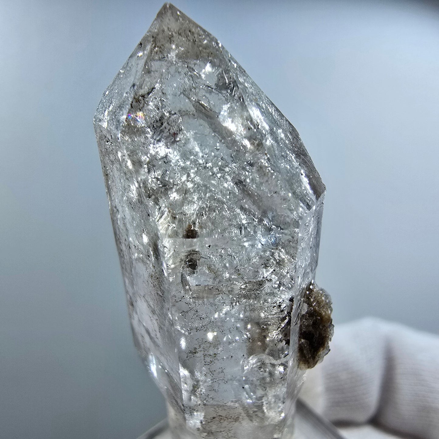 Enhydro Phantom Smoky Quartz Scepter with Calcite Valentine Pocket Goboboseb Namibia 53*19*13mm