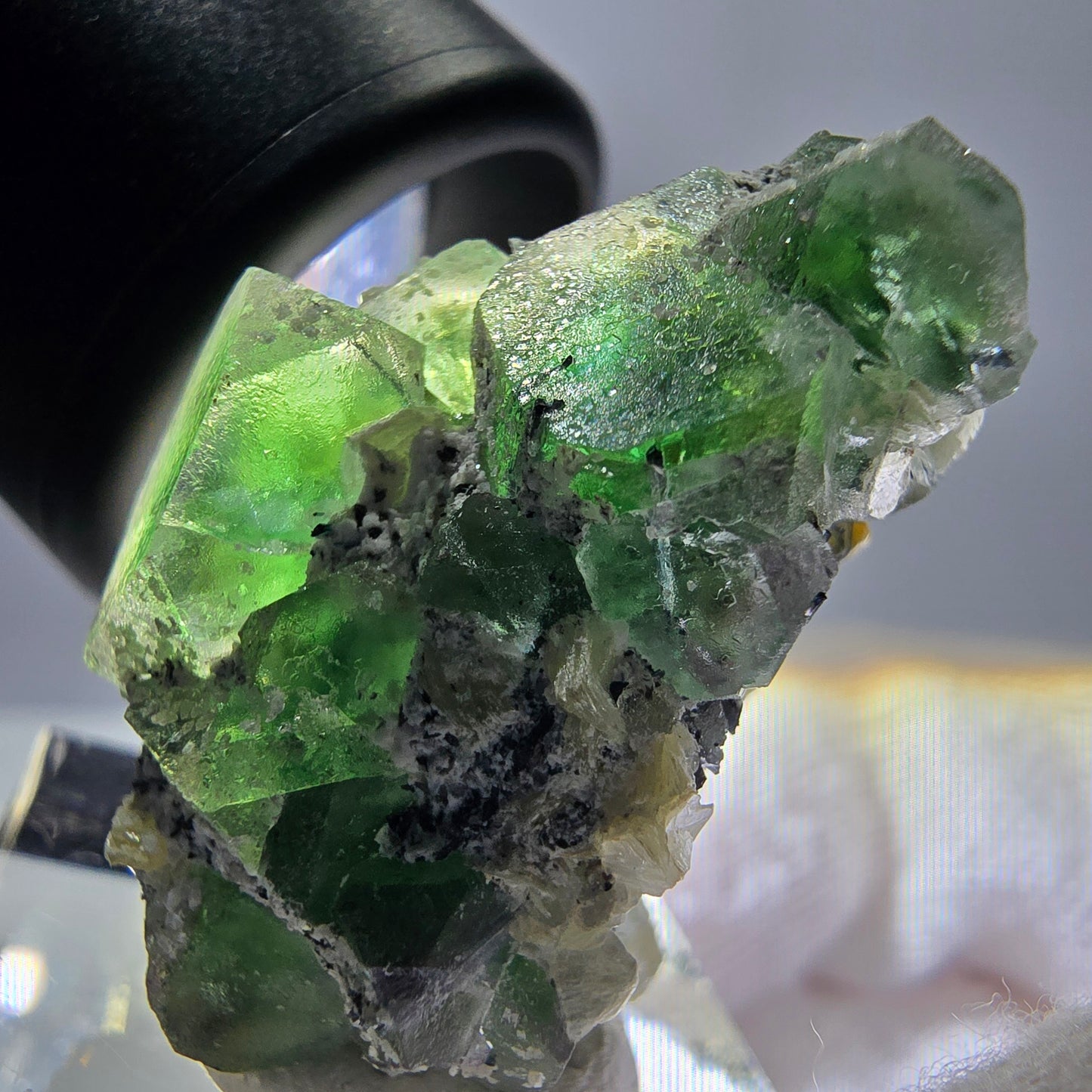 Fluorite fantôme, tourmaline Schörl, stade muscovite Erongo Namibie 31*20*25mm