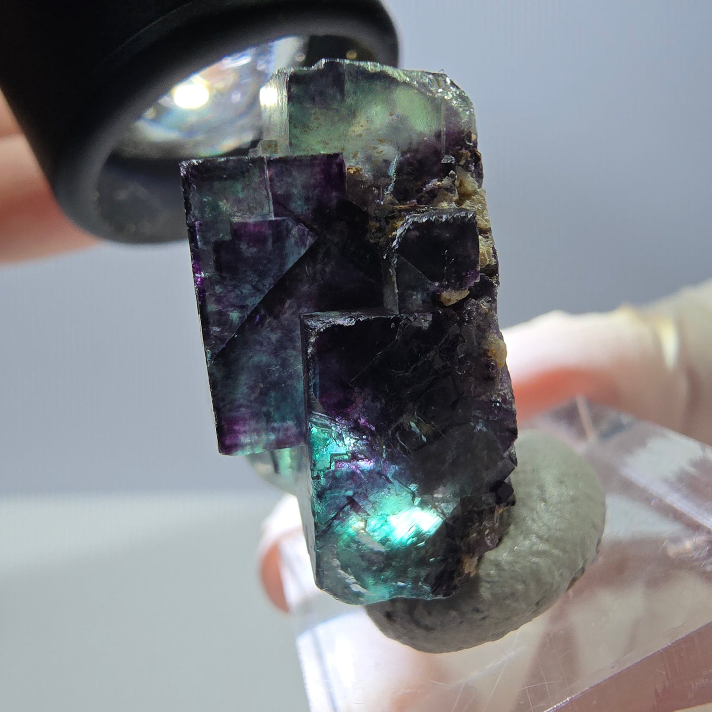 Phantom Fluorit Würfel Stufe, parkettiert grün lila Okorusu, Namibia 29*28*16mm