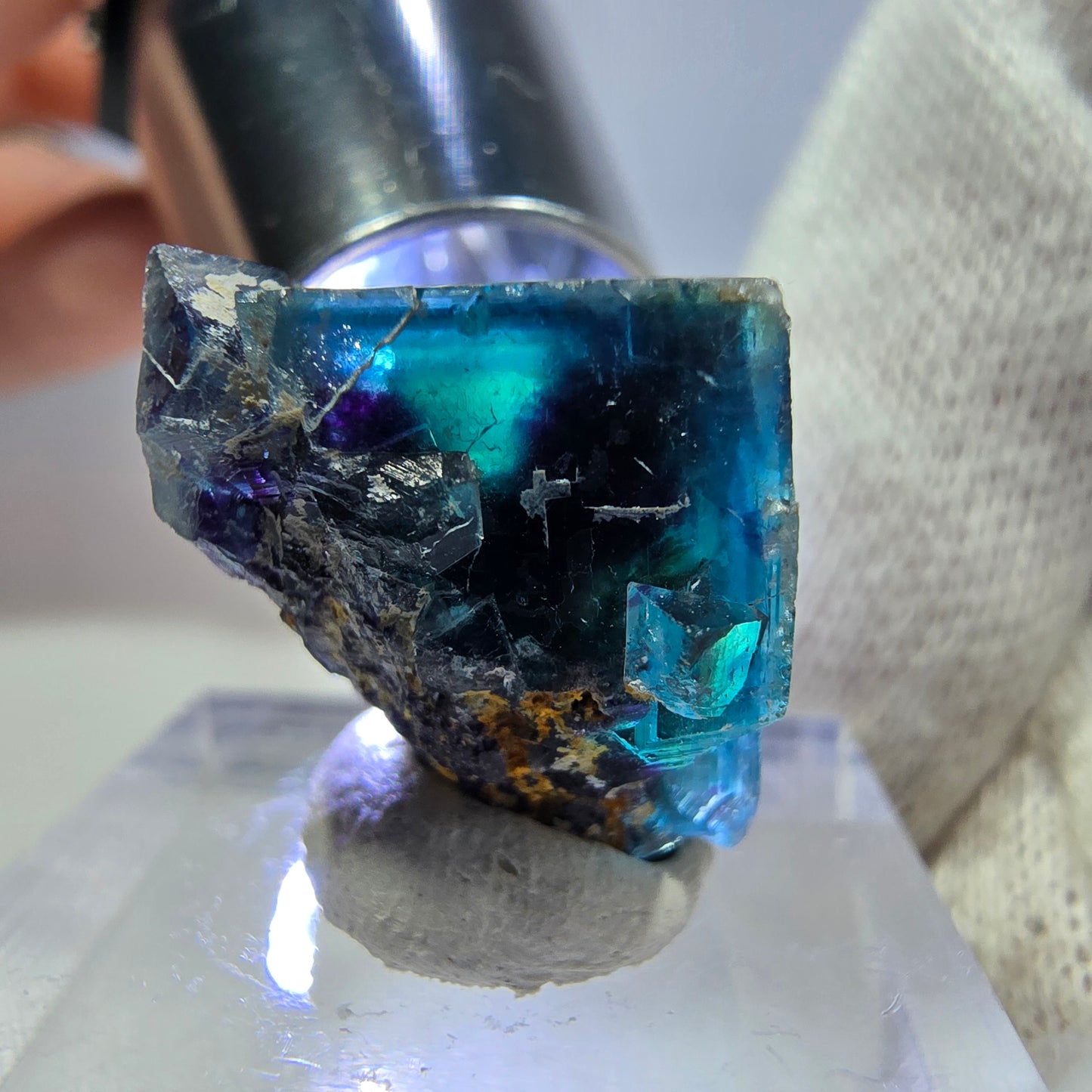 Spécimen de cube de fluorite fantôme, zonal - Nouvelle découverte ! Okorusu, Namibie 22*16*16mm