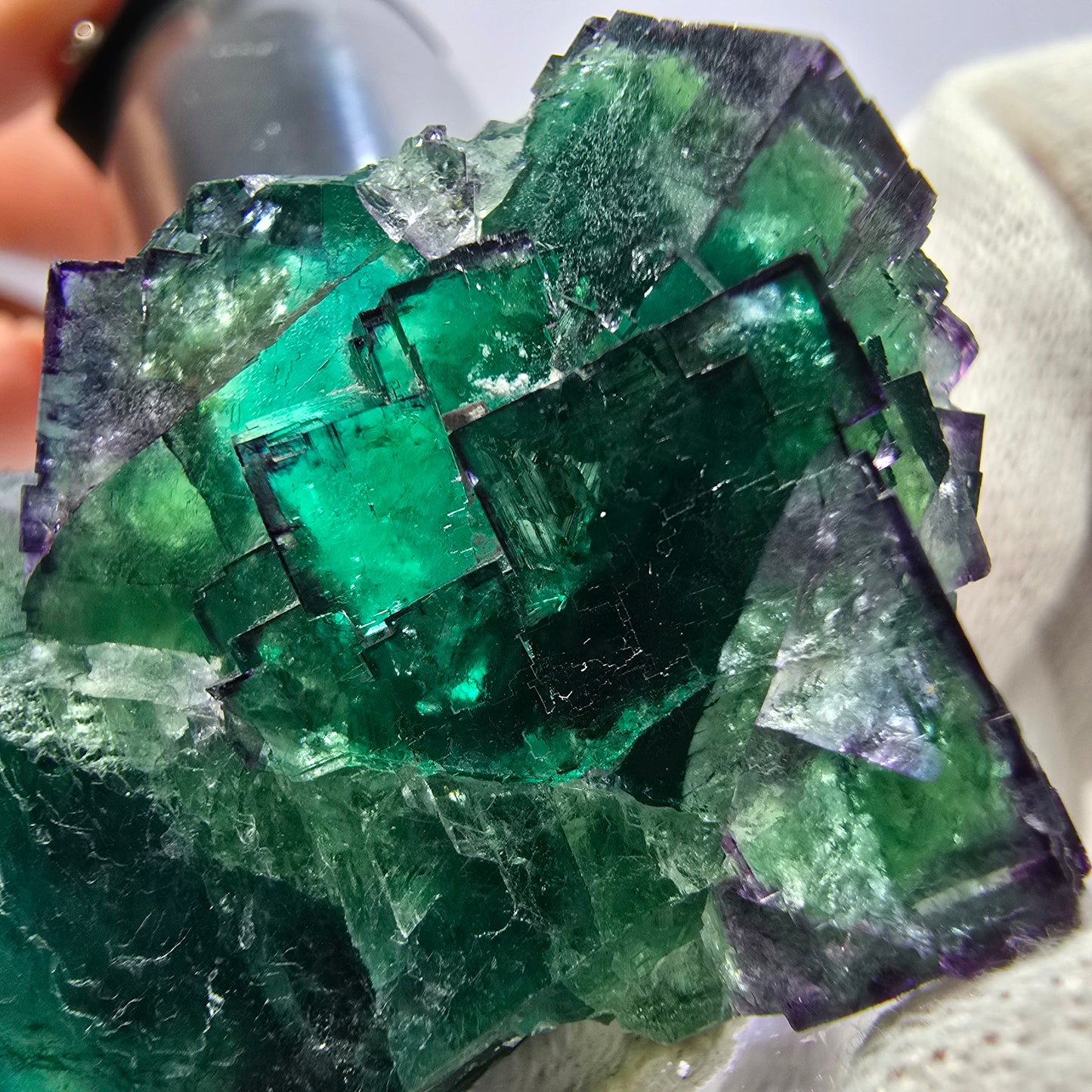 Phantom Fluorit Würfel Stufe parkettiert zonal Okorusu, Namibia 45*27*23mm