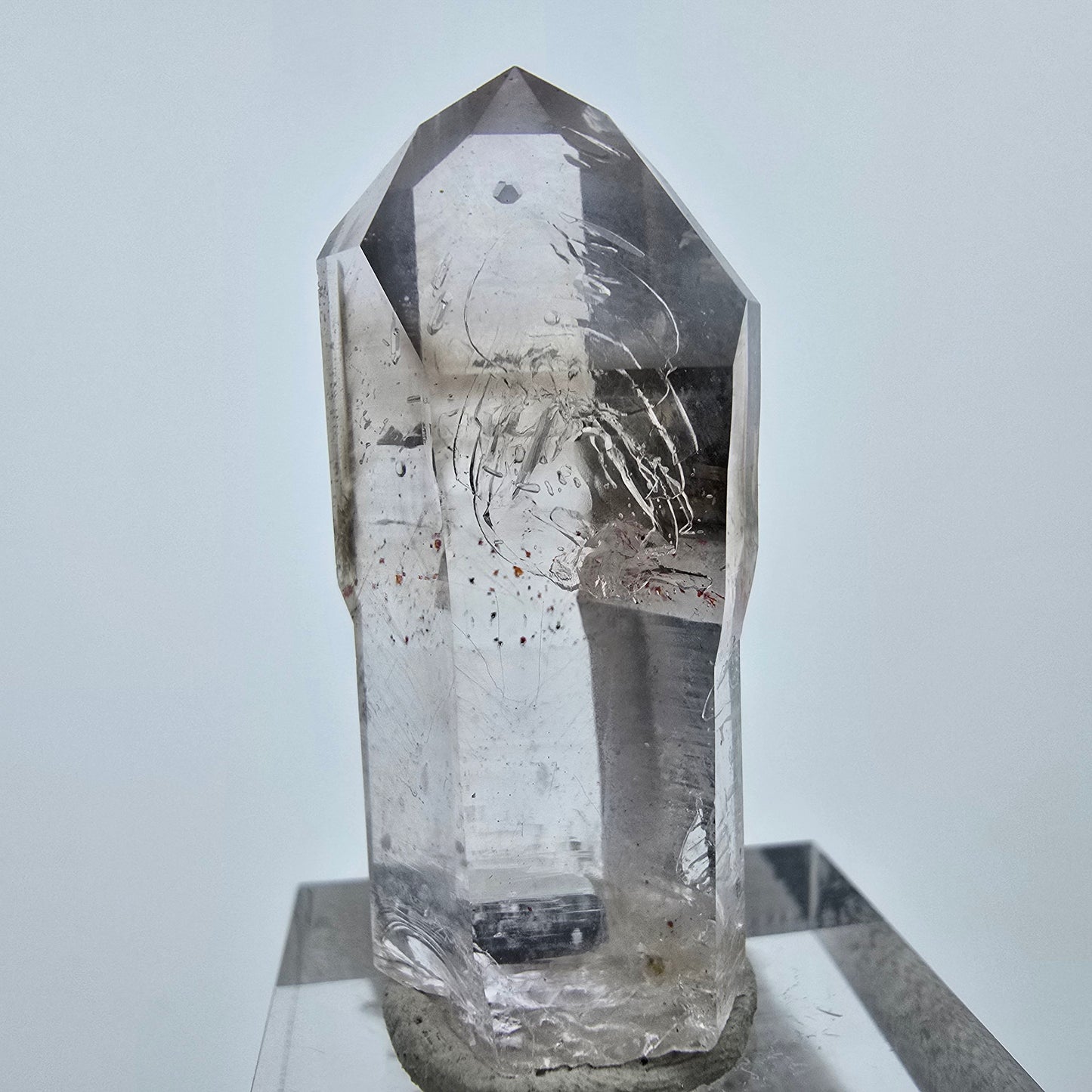 Enhydro Phantom Rauchquarz Lemurian Zepter 3x Blase Goboboseb Namibia 39*16*15mm