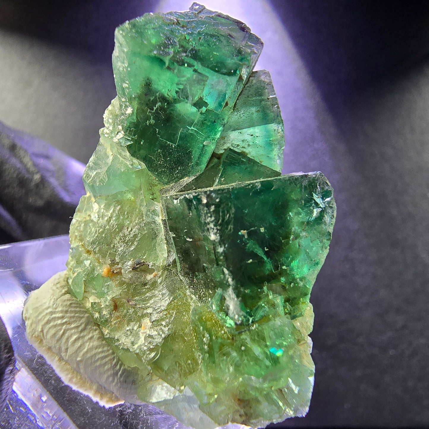 Seltene Phantom Fluorit Würfel Stufe grün 37*24*17mm Okorusu, Namibia Sammlung