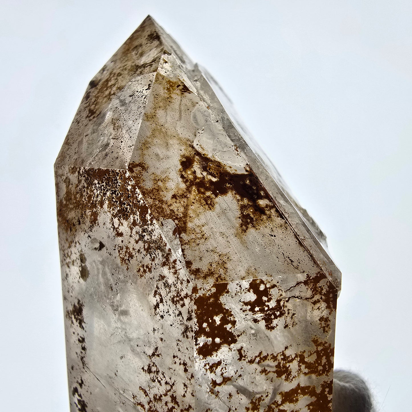 Sceptre de fenêtre Enhydro en quartz fumé, grande bulle, poche Saint-Valentin, Namibie, 88 x 64 x 36 mm