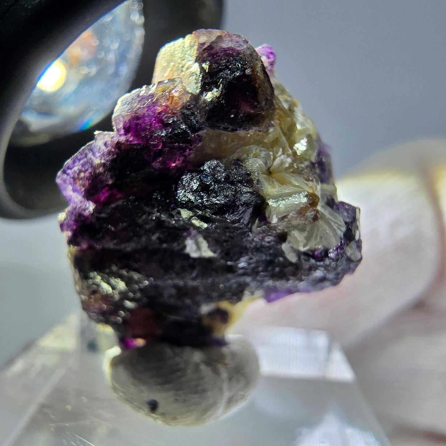 Cubes de fluorite fantôme colorés, spécimen de muscovite, Erongo, Namibie, 26 x 19 x 15 mm
