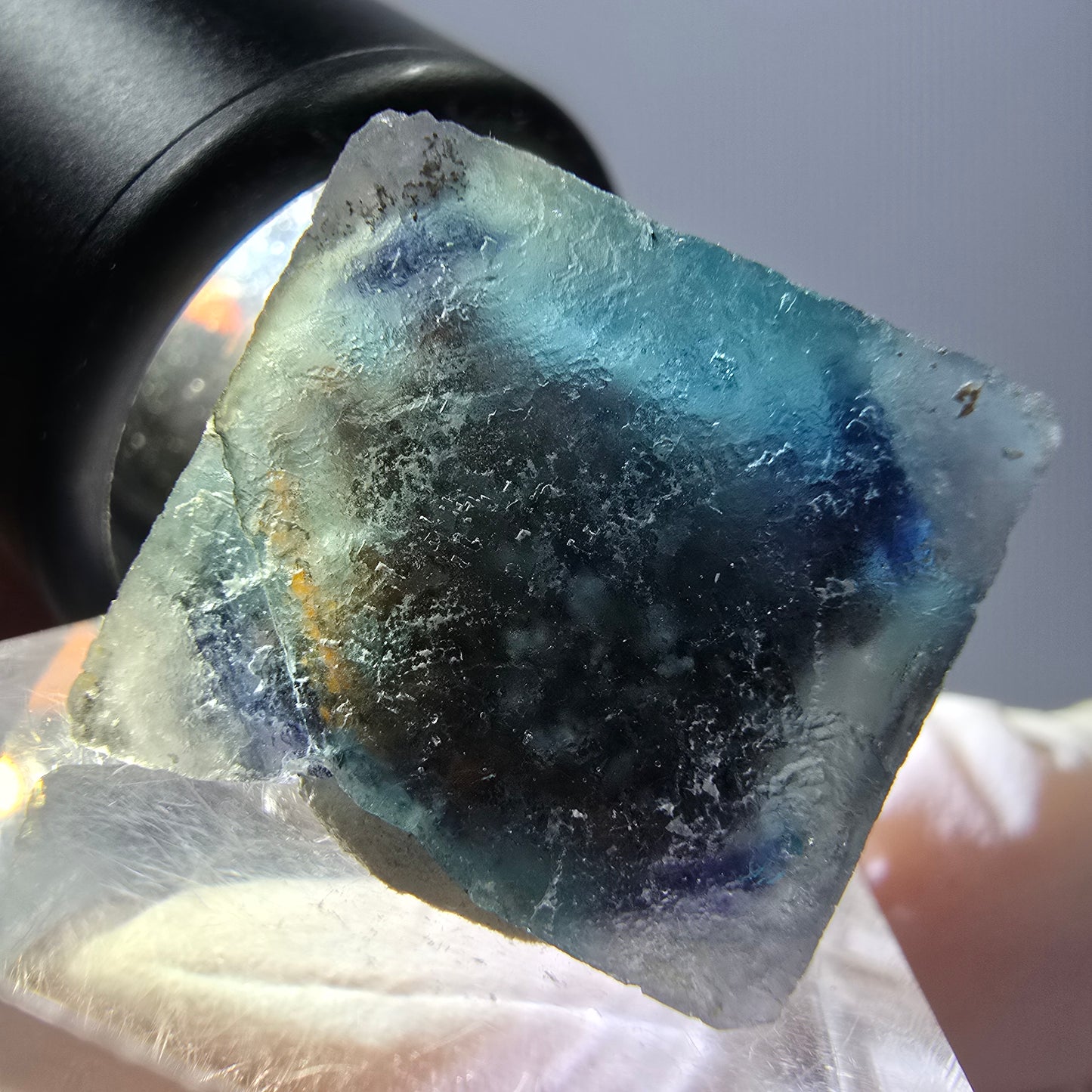 Phantom Fluorite cube parquetted, green purple Okorusu, Namibia 18*18*17mm